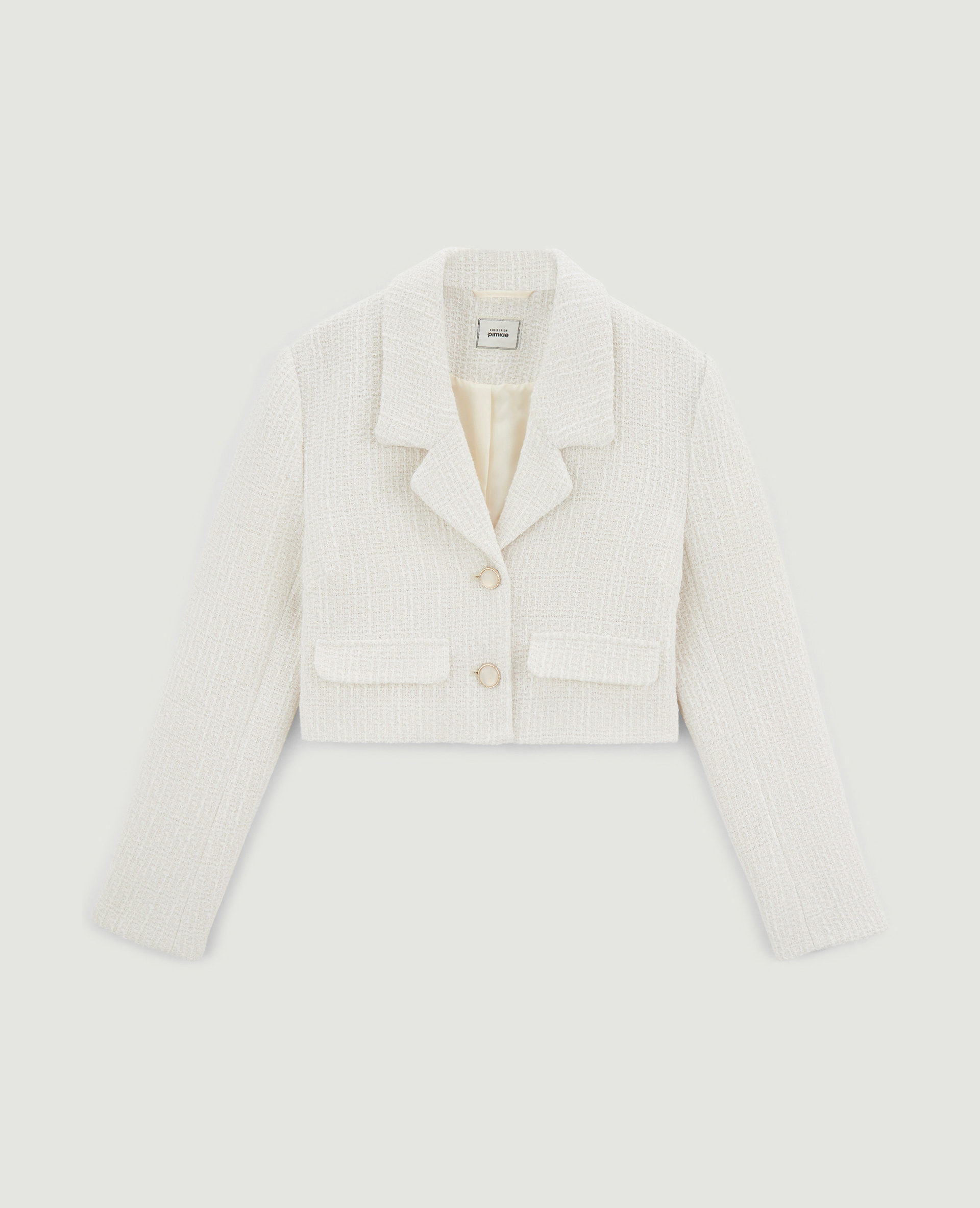 Veste courte effet tweed blanc - Pimkie