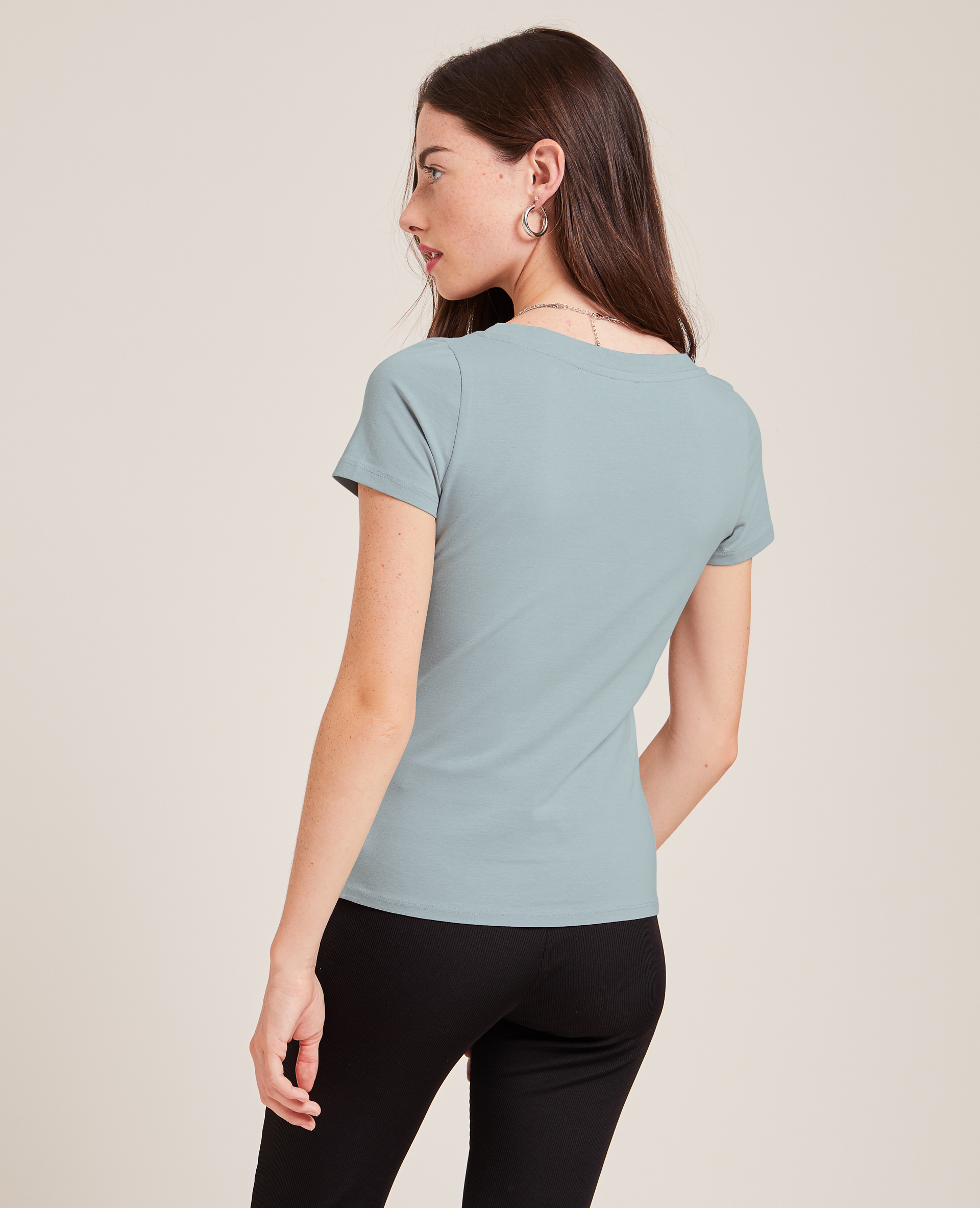 T-shirt col V gris - Pimkie
