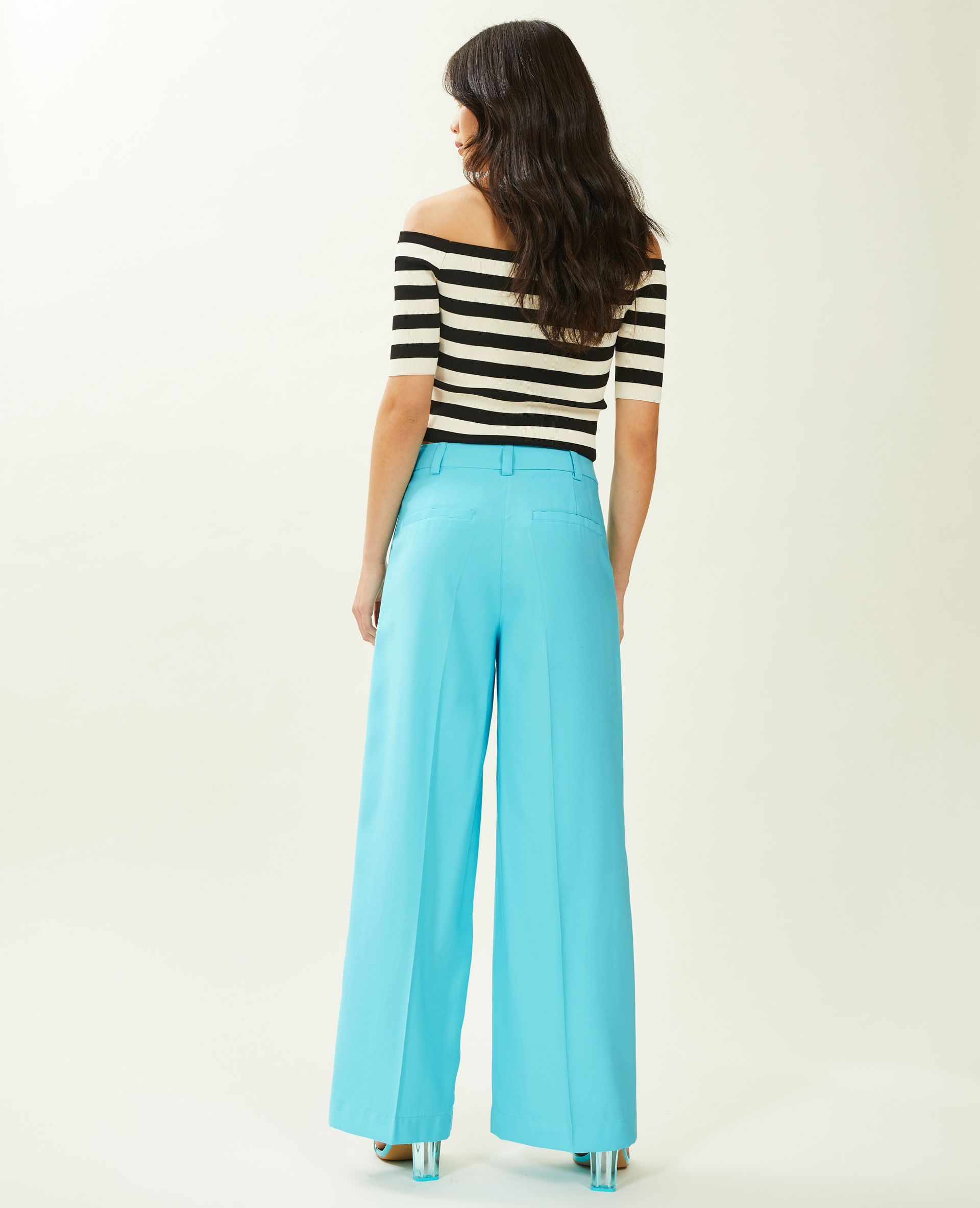 Pantalon large en toile fluide turquoise - Pimkie