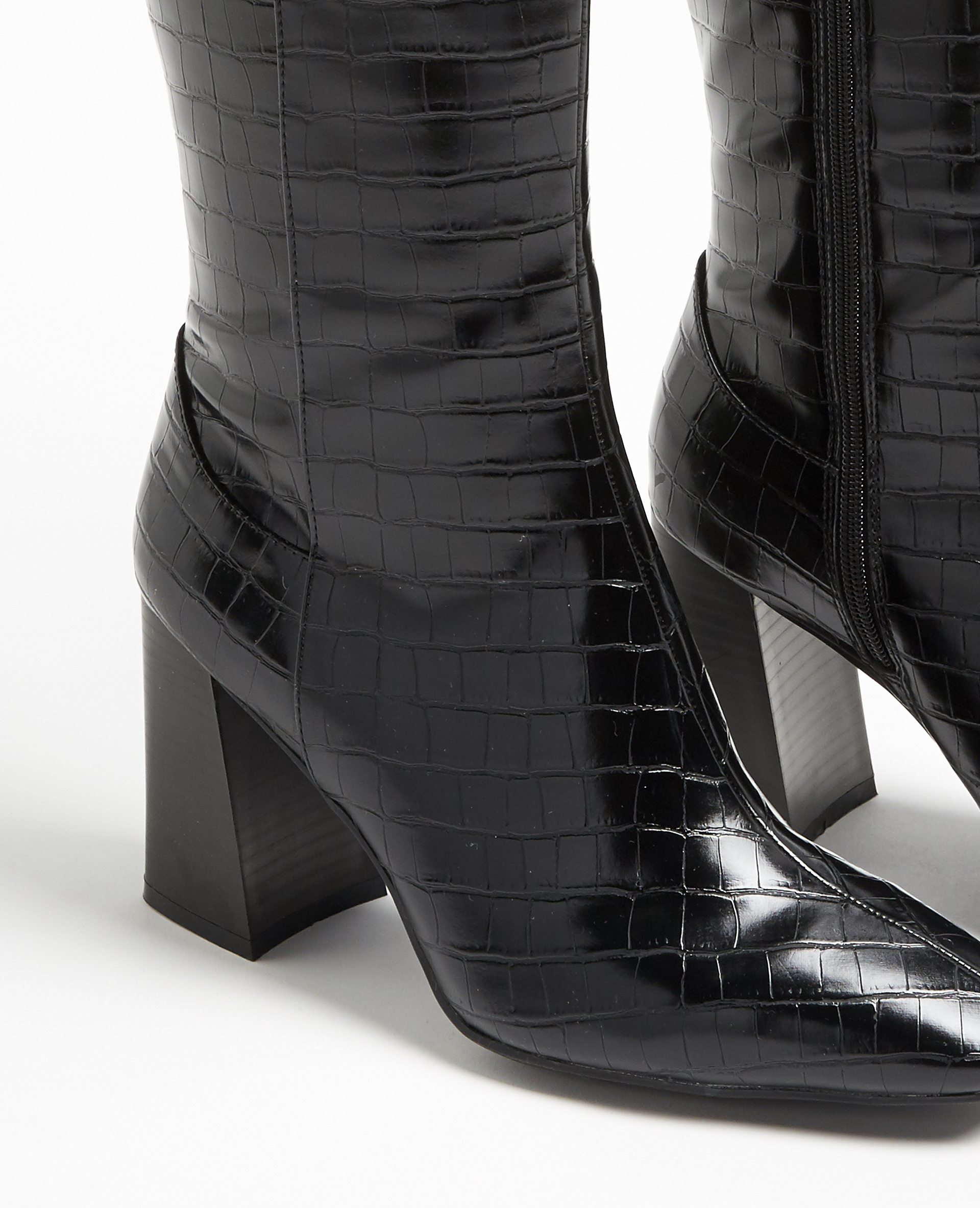 Bottes en cuir à effet peau de crocodile Vicenza en coloris Noir Femme Chaussures Bottes Bottes à talons 