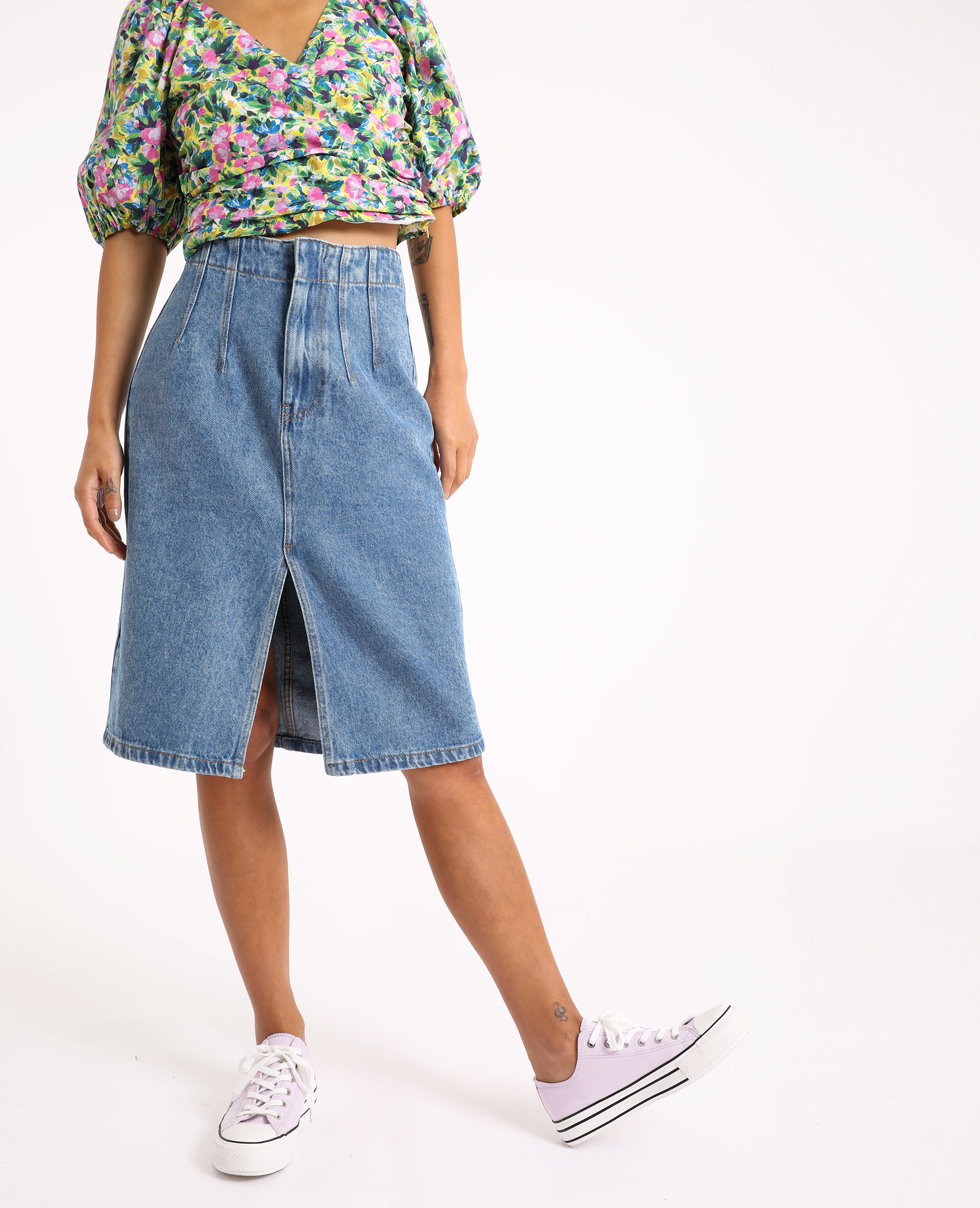 Jupe midi en jean Pimkie