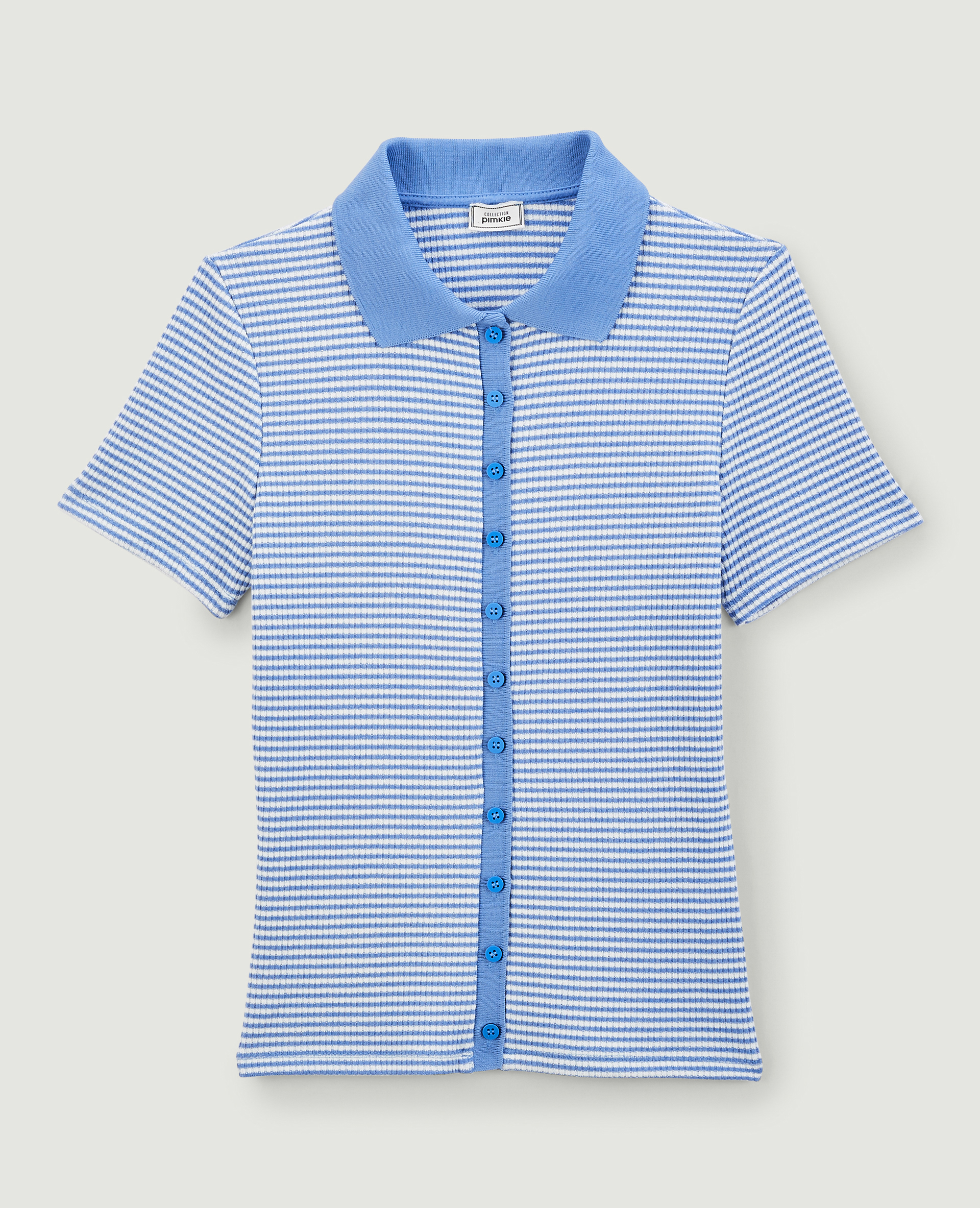Polo rayé en maille côtelée bleu - Pimkie