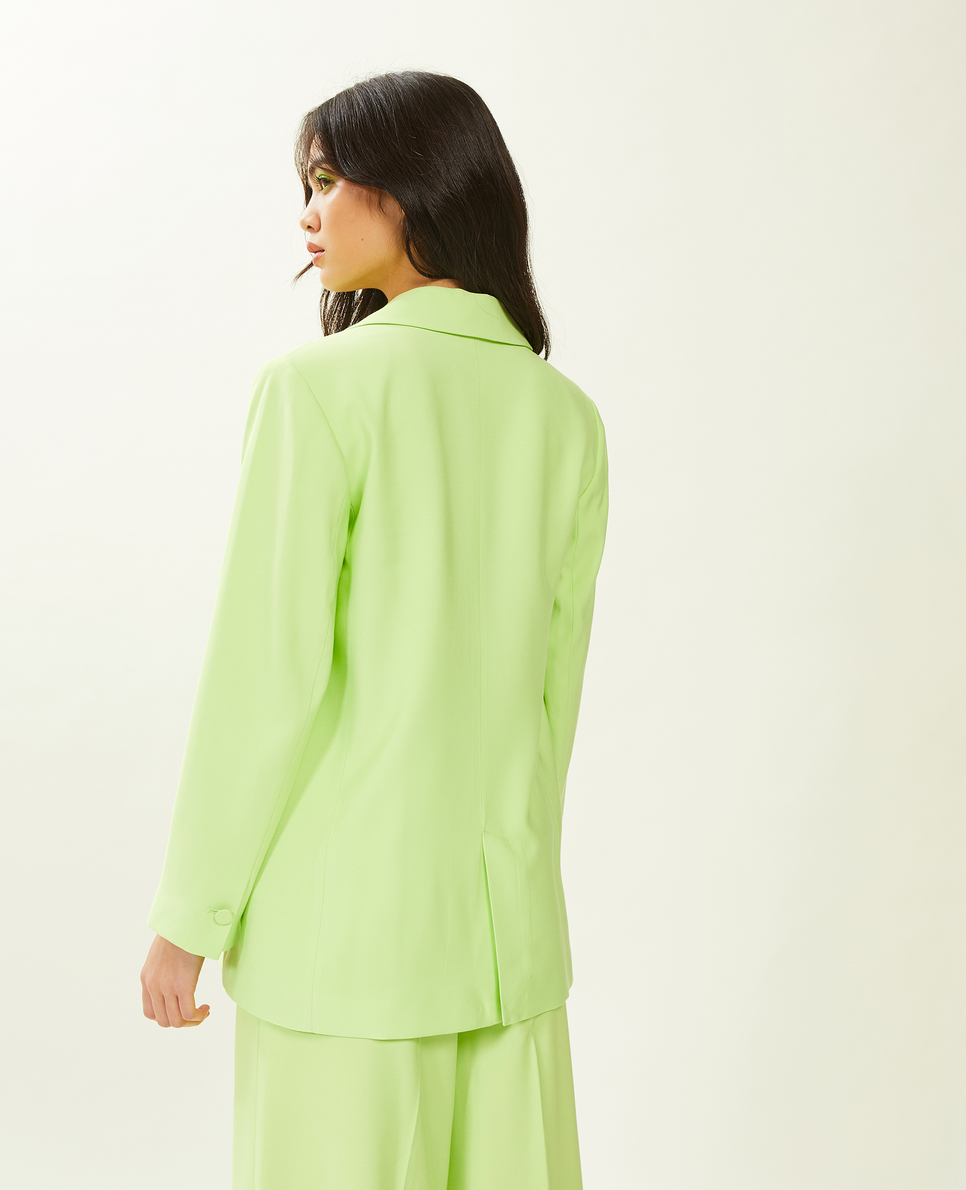 Veste blazer oversize en toile fluide jaune - Pimkie