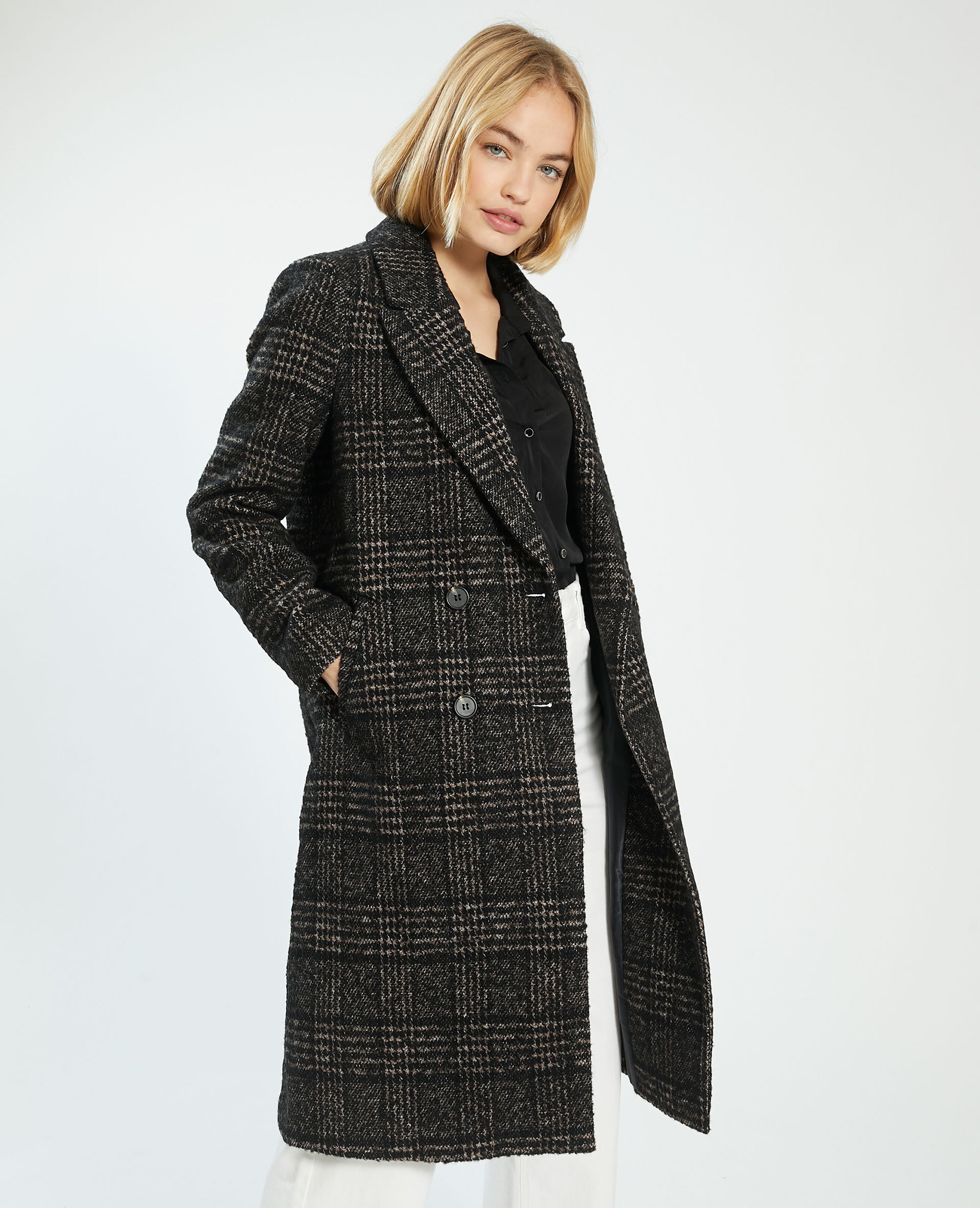 Manteau long femme hotsell pied de poule