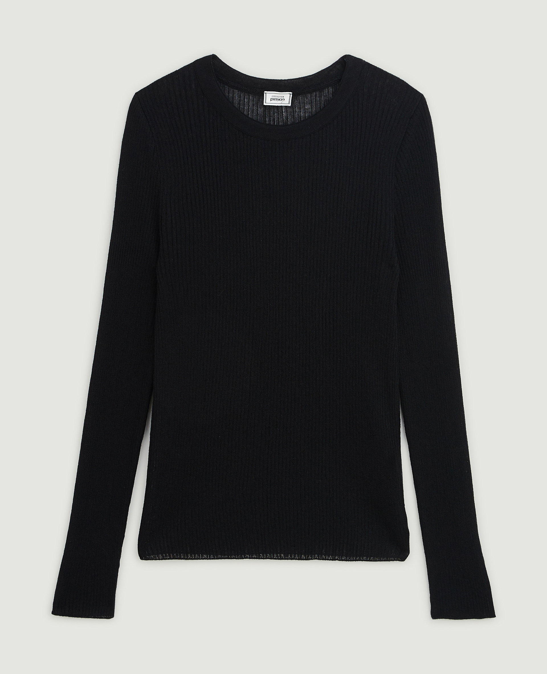 Pull maille côtelée transparente noir - Pimkie