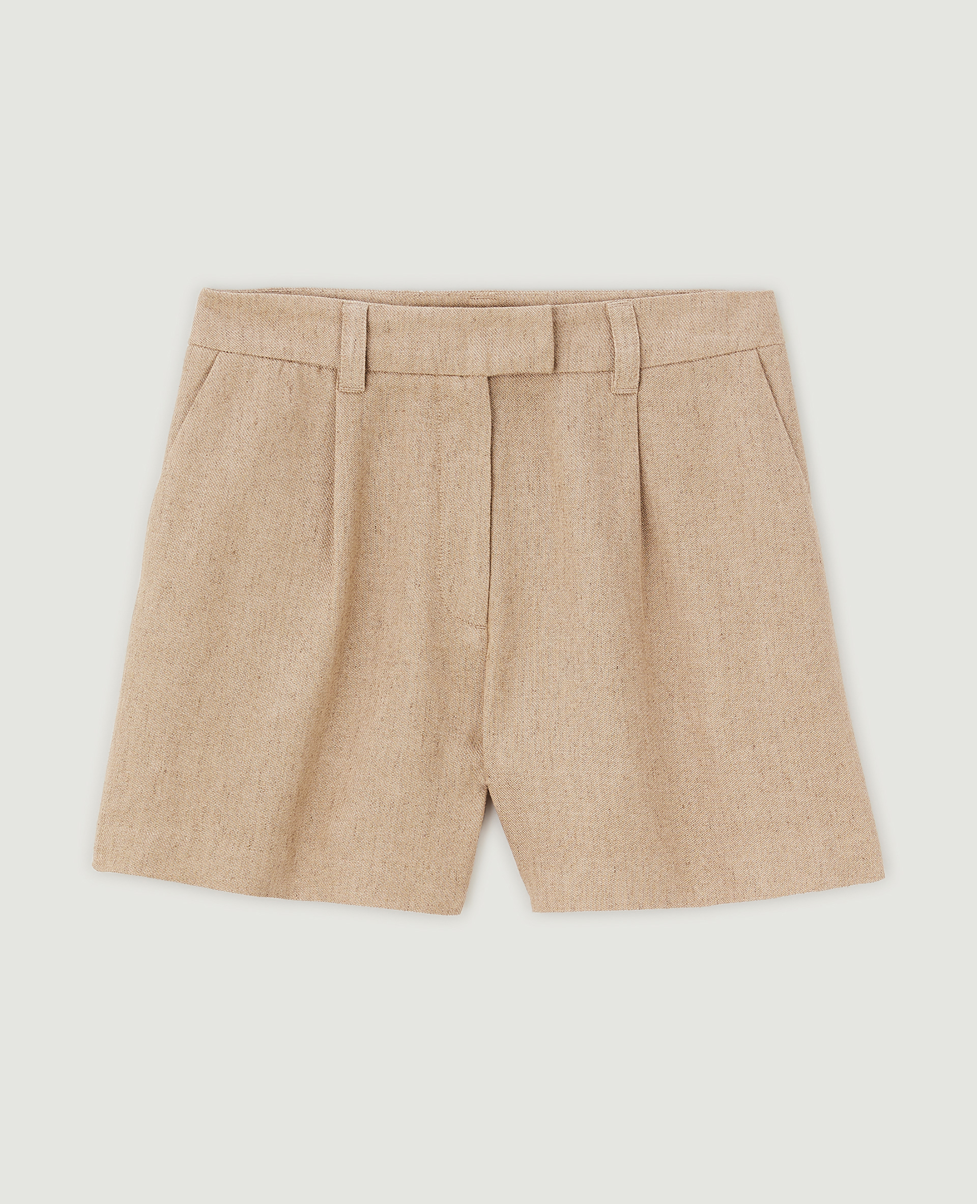 Short taille haute avec lin beige - Pimkie