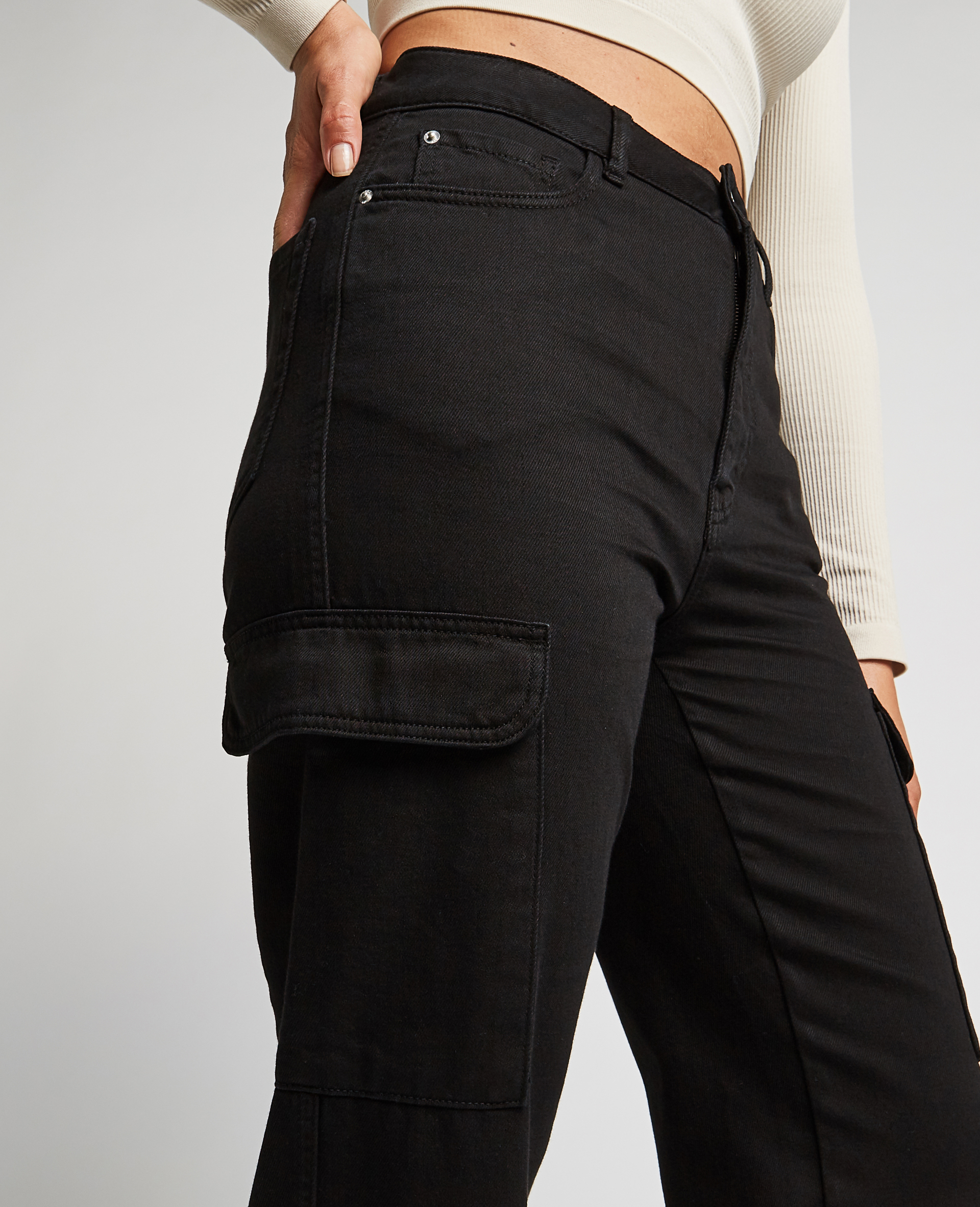 Jean cargo droit noir - Pimkie