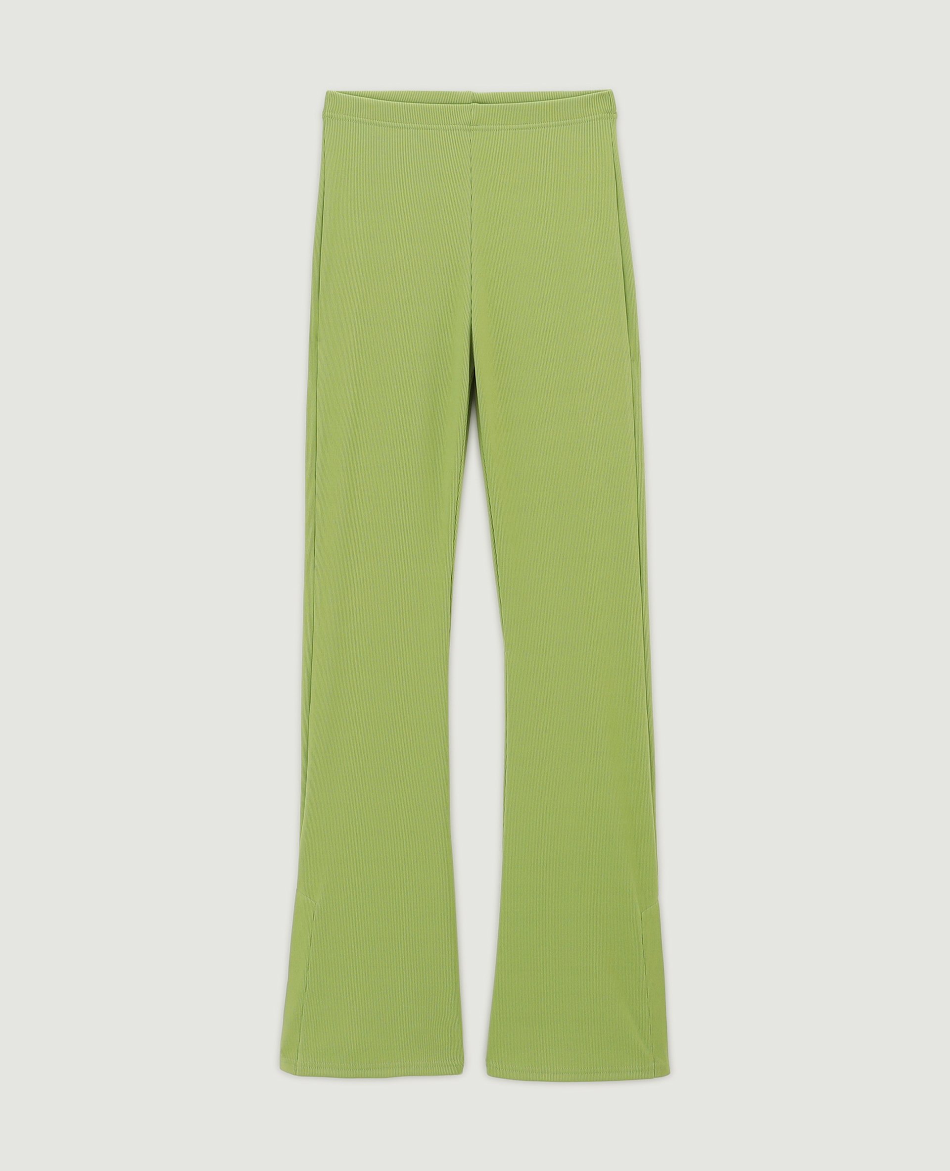 Pantalon flare en maille côtelée vert kaki - Pimkie