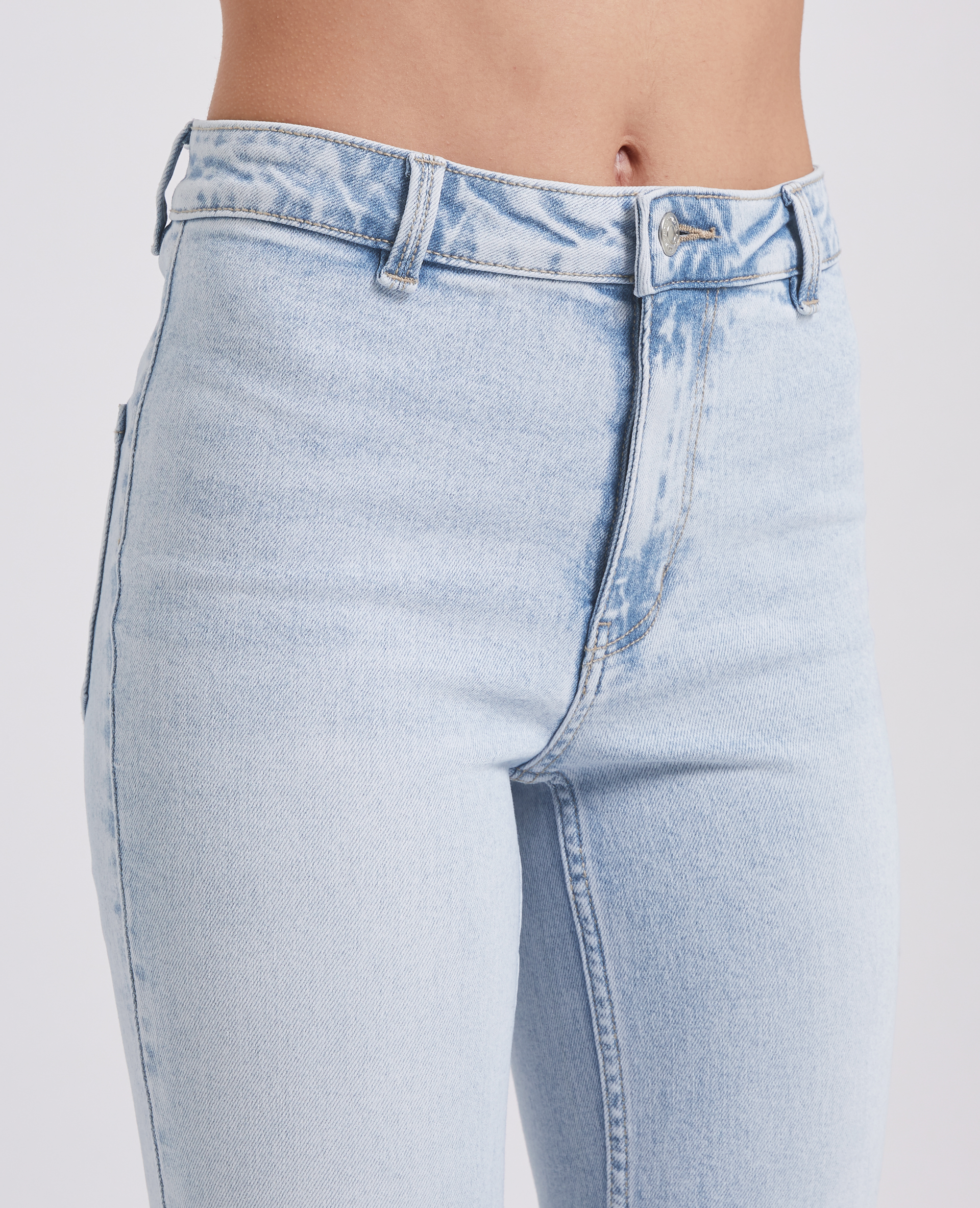 Jean flare taille haute raw cut bleu délavé - Pimkie