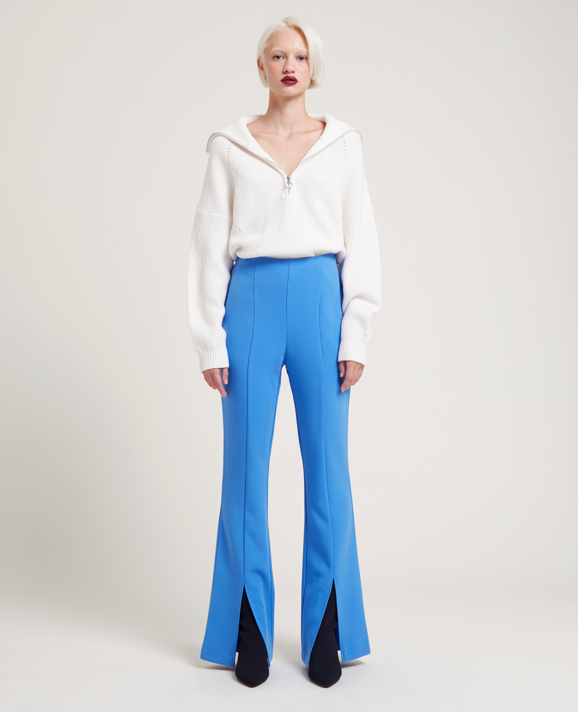Pantalon flare taille haute fente devant bleu électrique - Pimkie