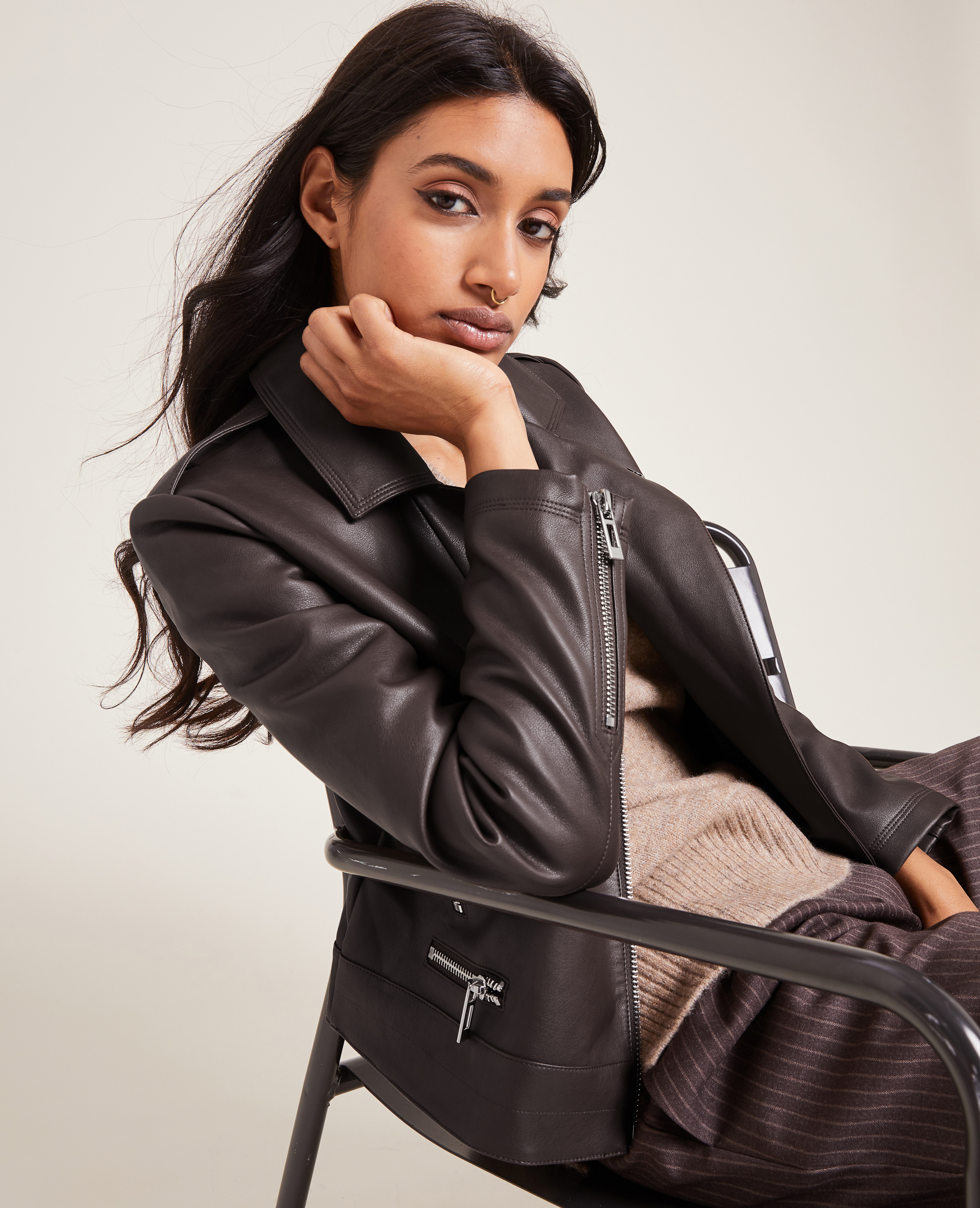 Blouson biker zippé taupe - Pimkie