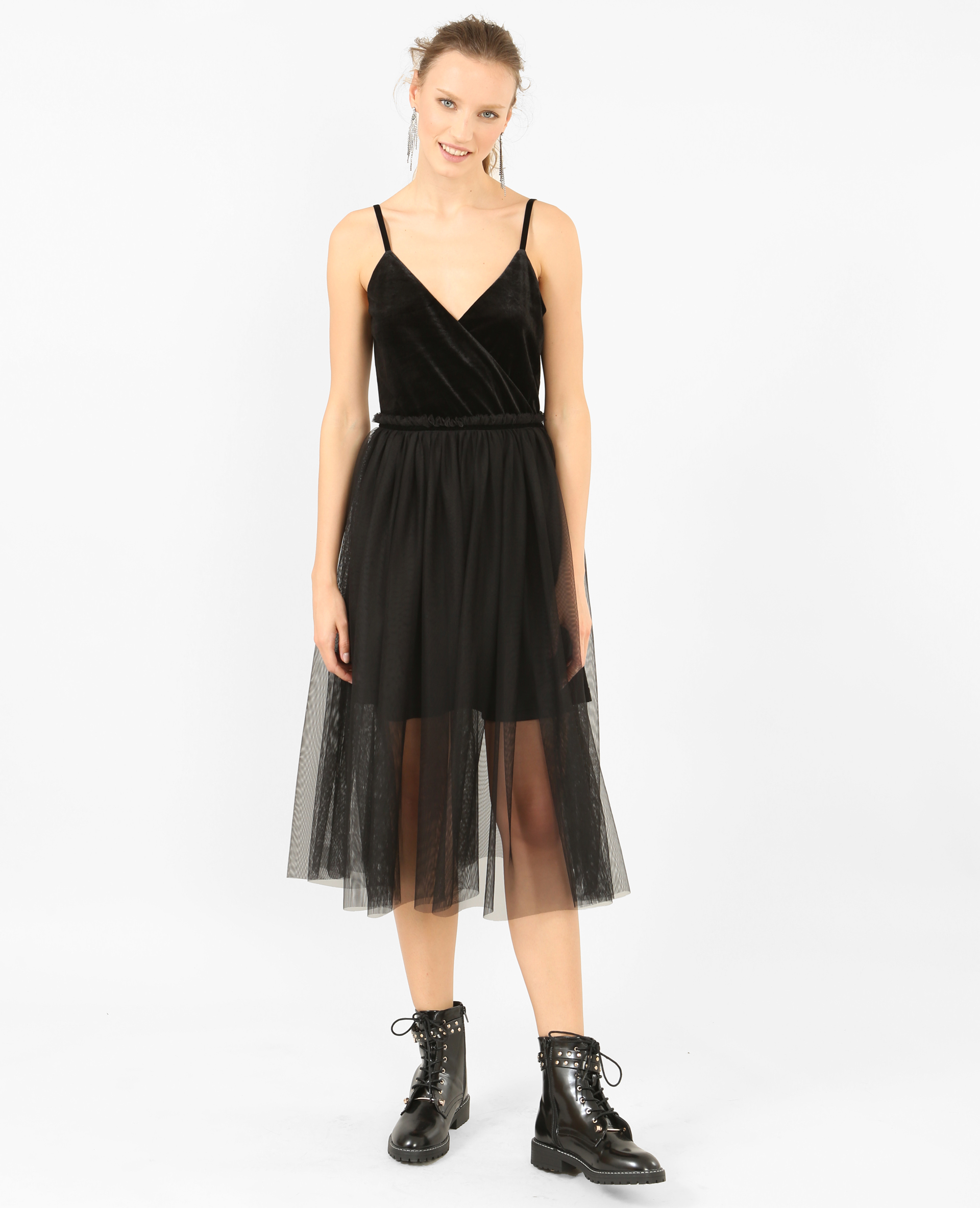 Robe bimatière noir - Pimkie