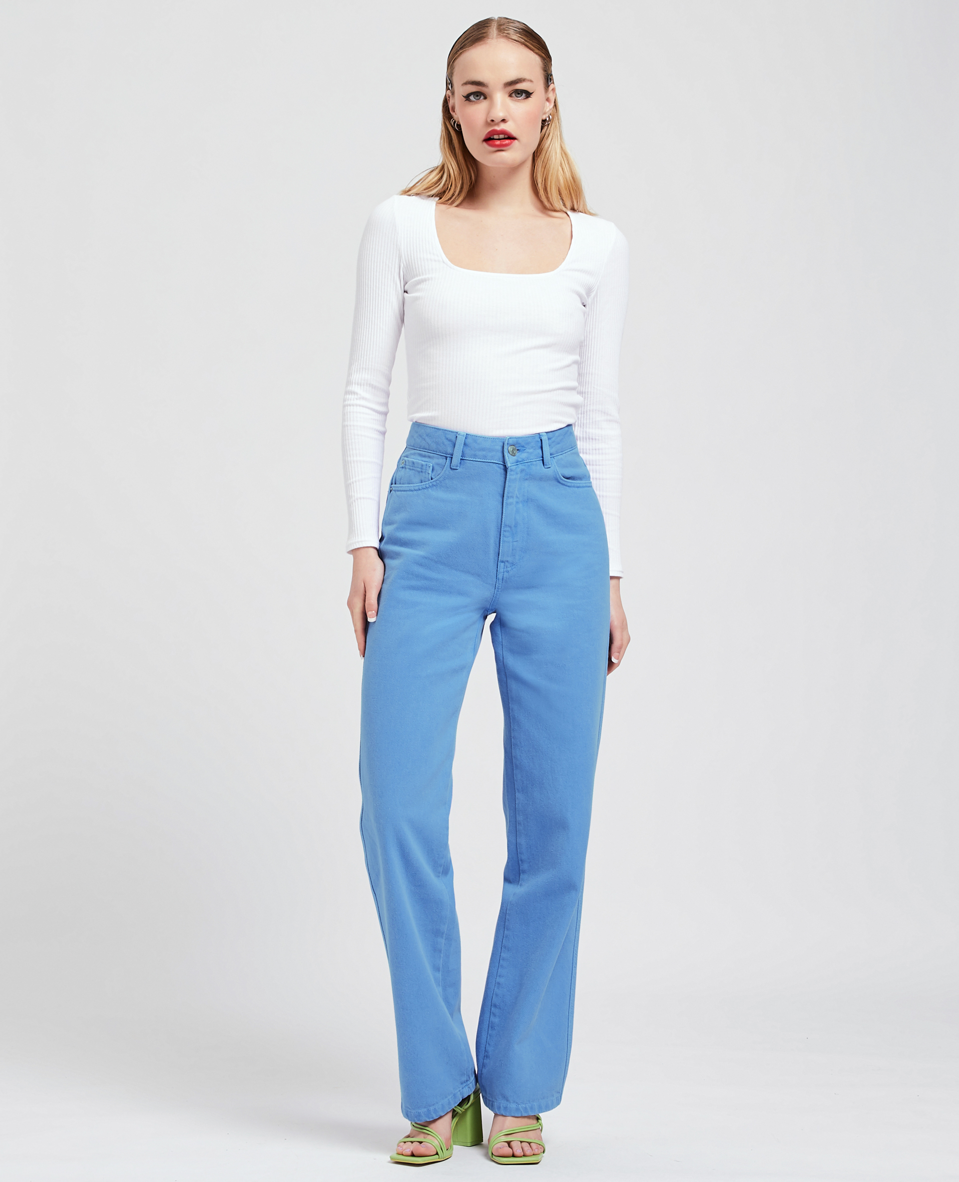Jean large effet délavé bleu - Pimkie