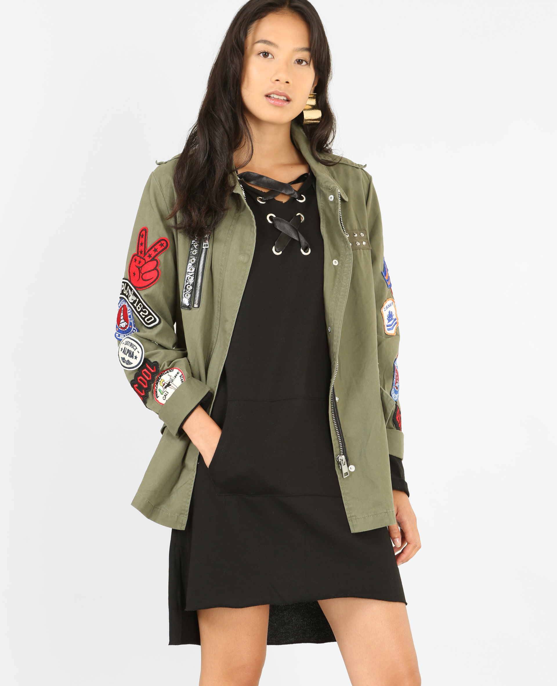 Veste militaire shop brodée femme