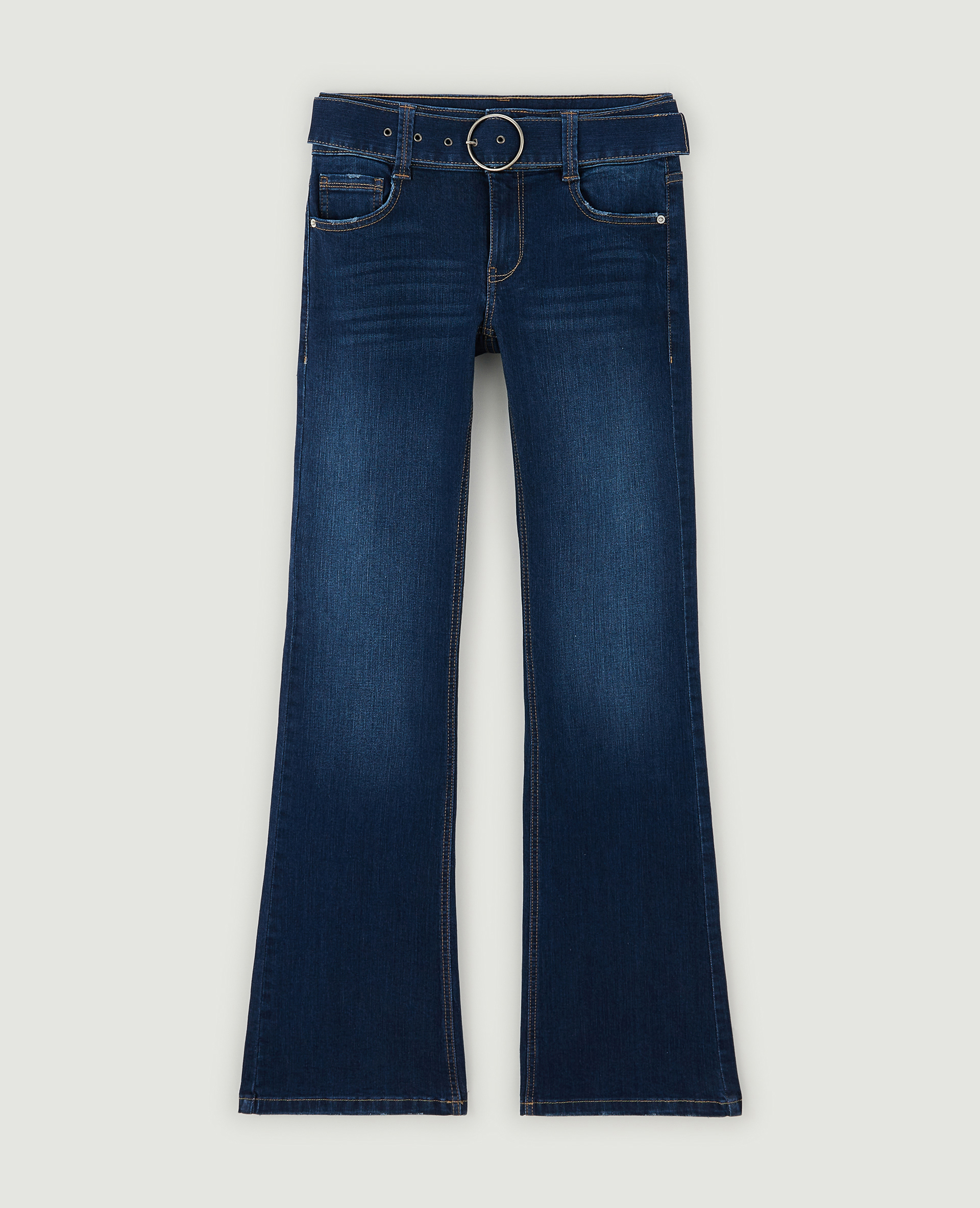 Jean flare taille basse avec ceinture bleu brut - Pimkie