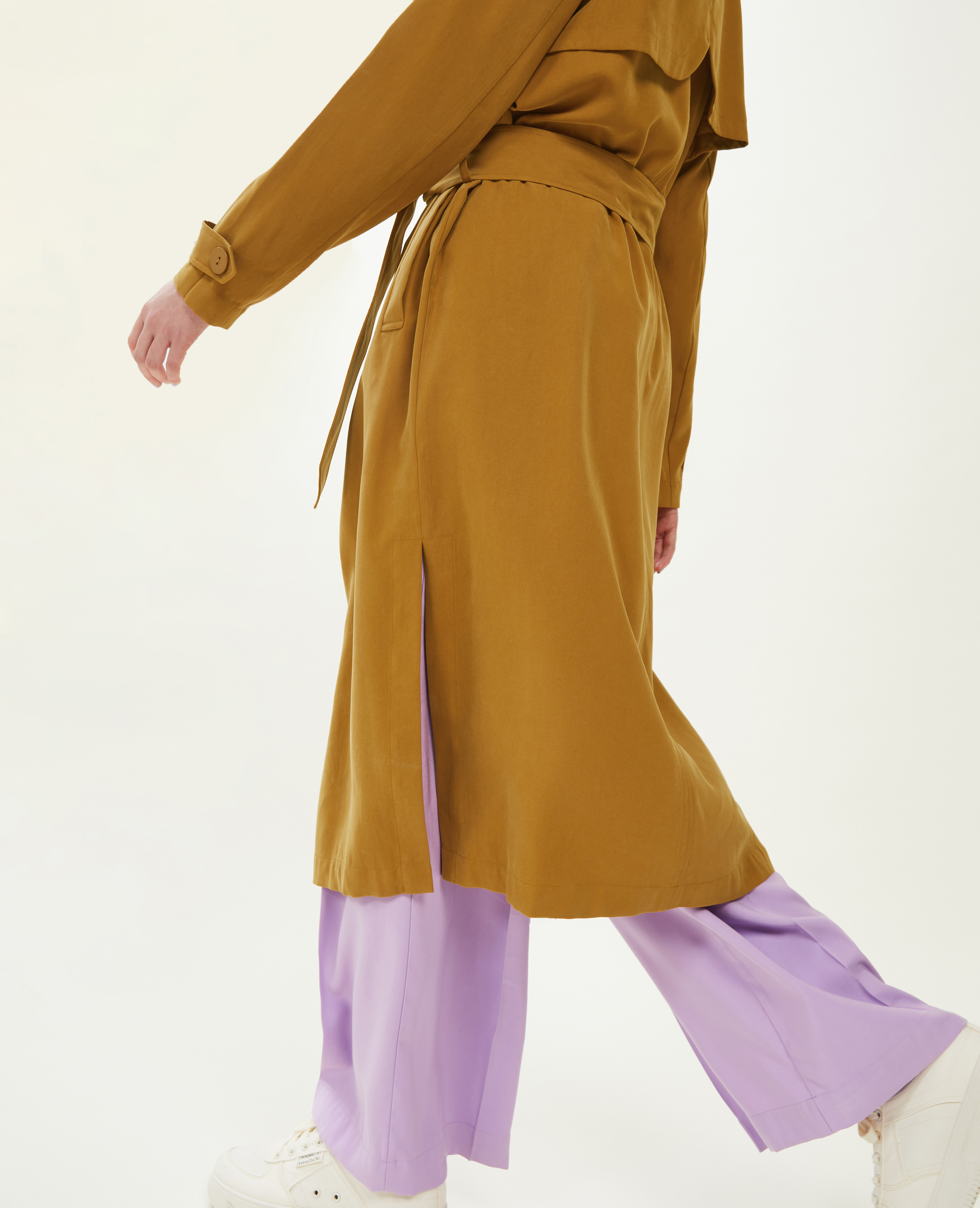 Trench long en tissu fluide camel - Pimkie