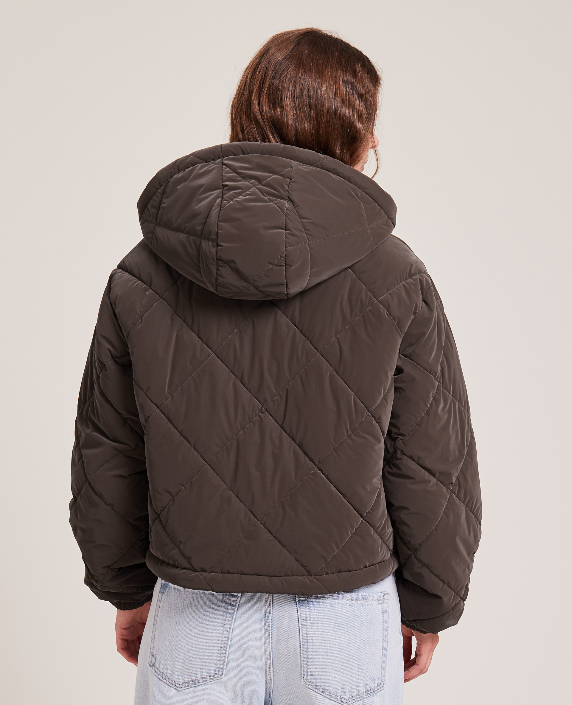 Doudoune cropped avec capuche fourrée marron - Pimkie