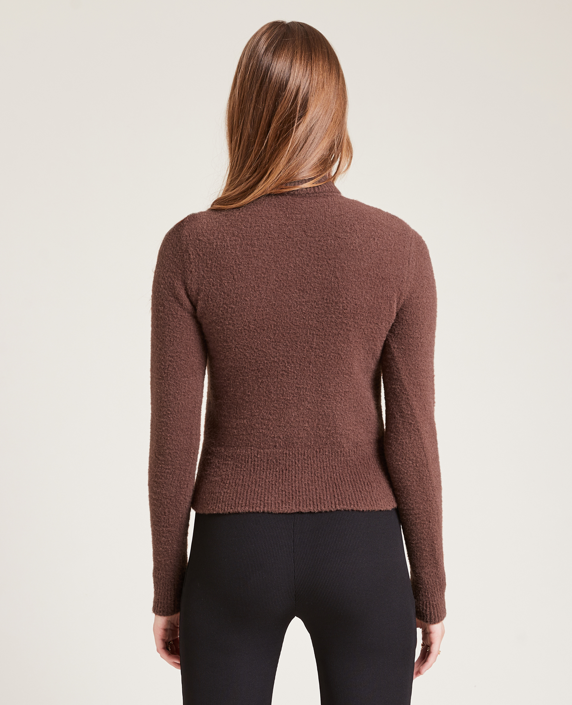 Pull col roulé maille fluffy marron - Pimkie