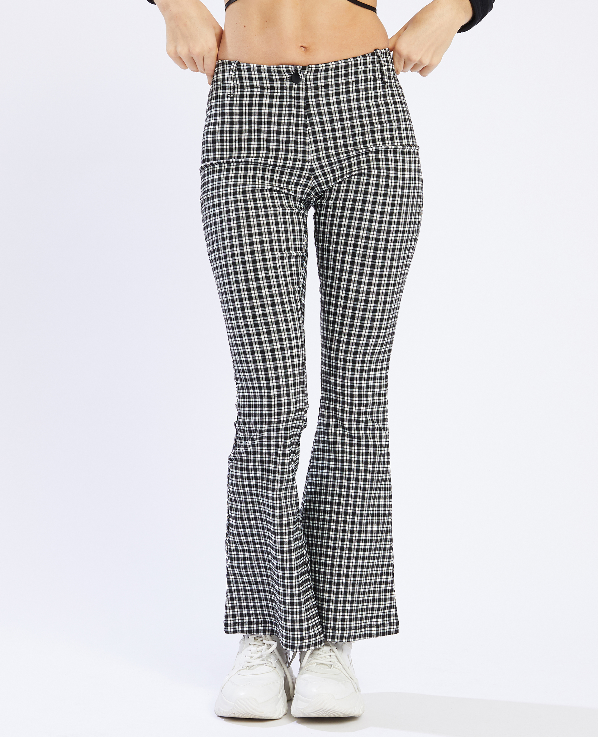 Pantalon flare à carreaux noir - Pimkie