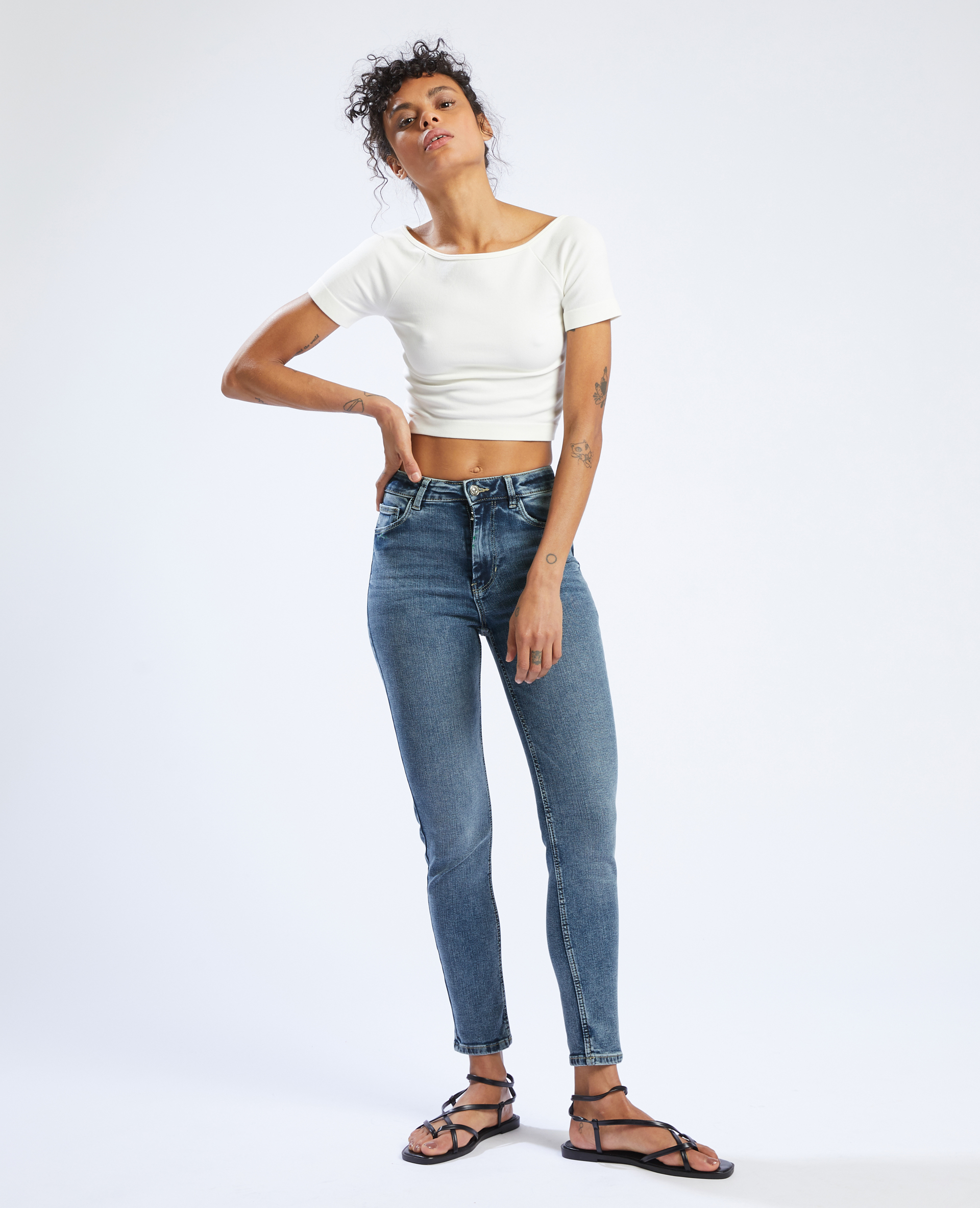 Jean skinny taille haute bleu - Pimkie
