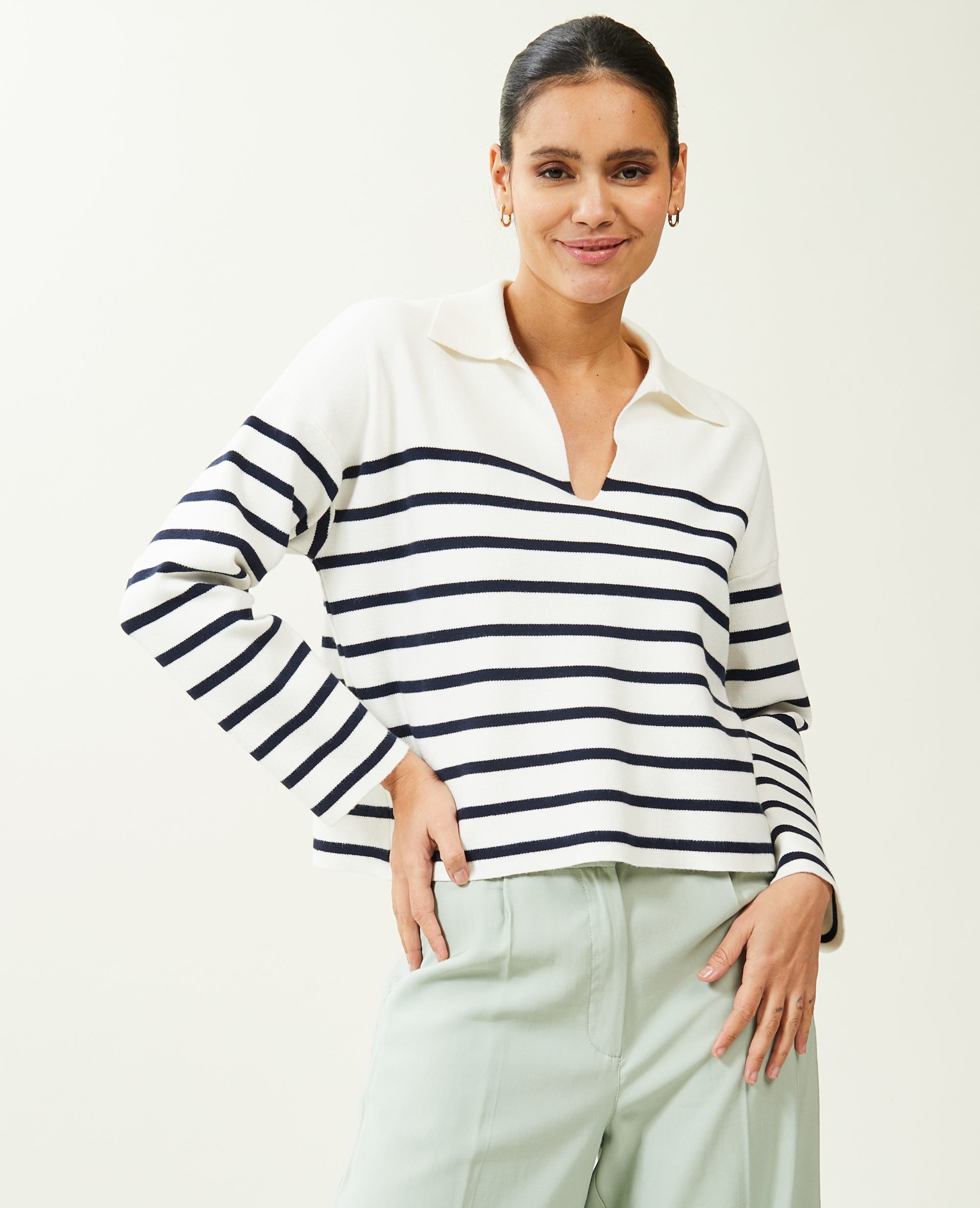 Pull avec col blanc - Pimkie