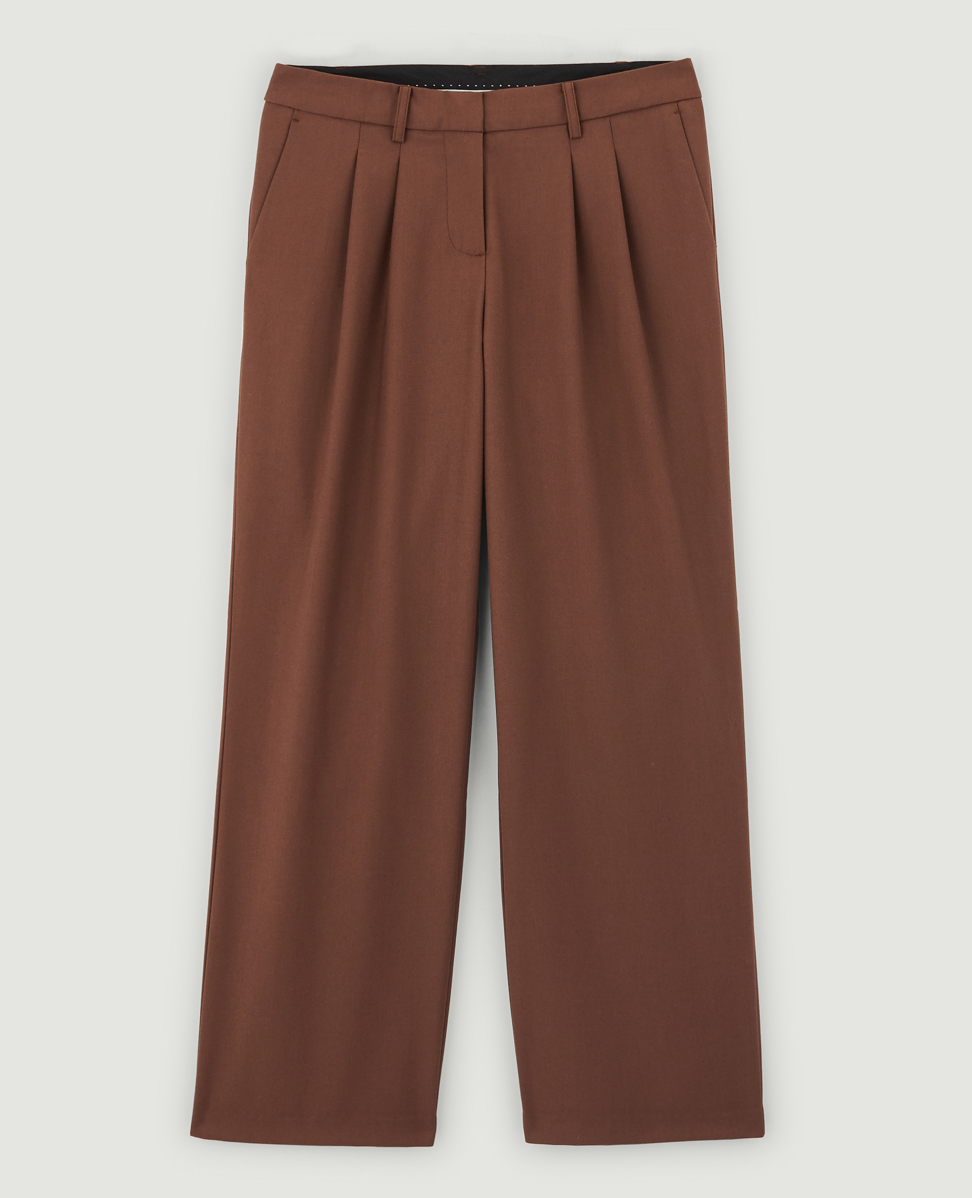 Pantalon large à pinces marron - Pimkie