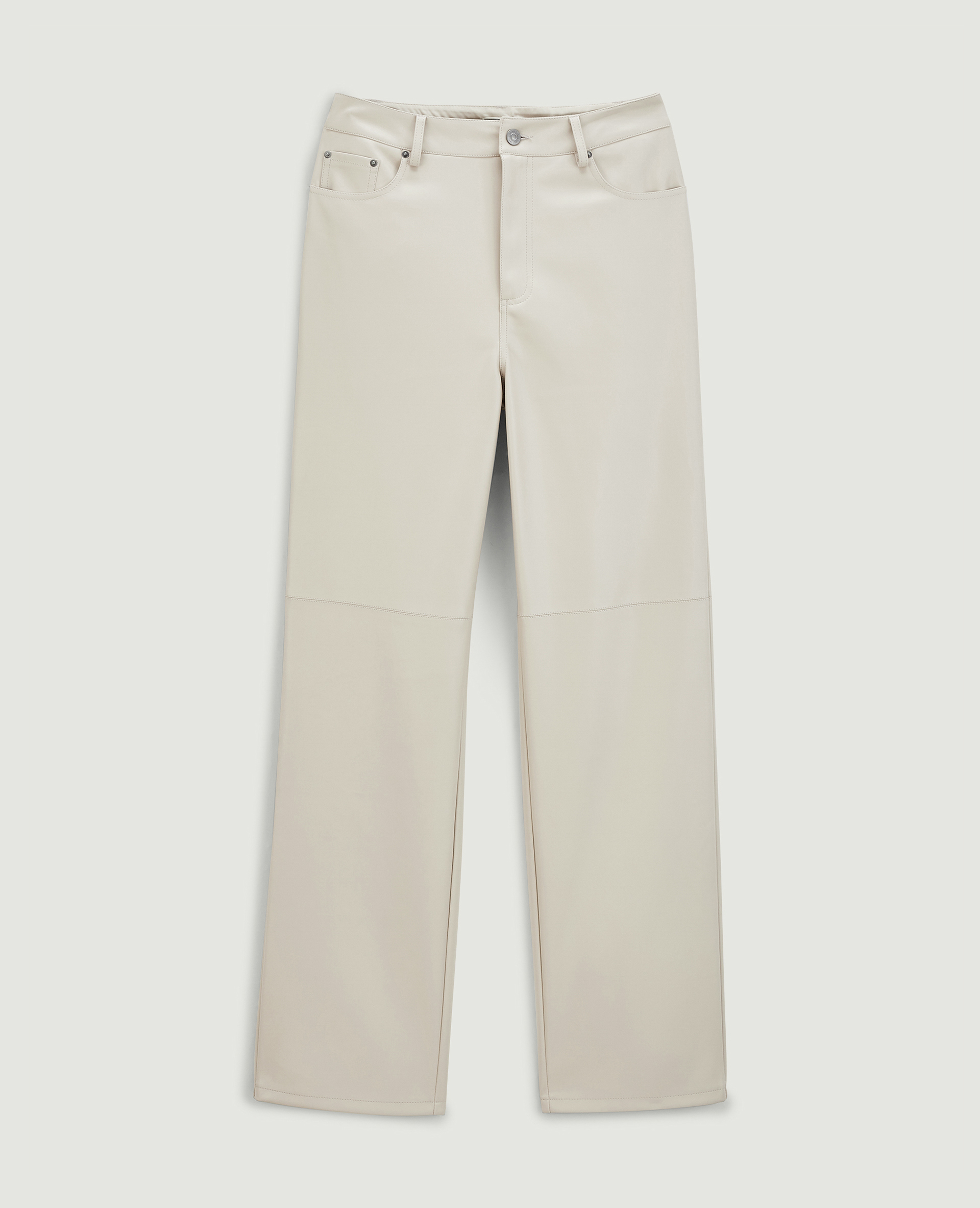 Pantalon droit en simili cuir écru - Pimkie