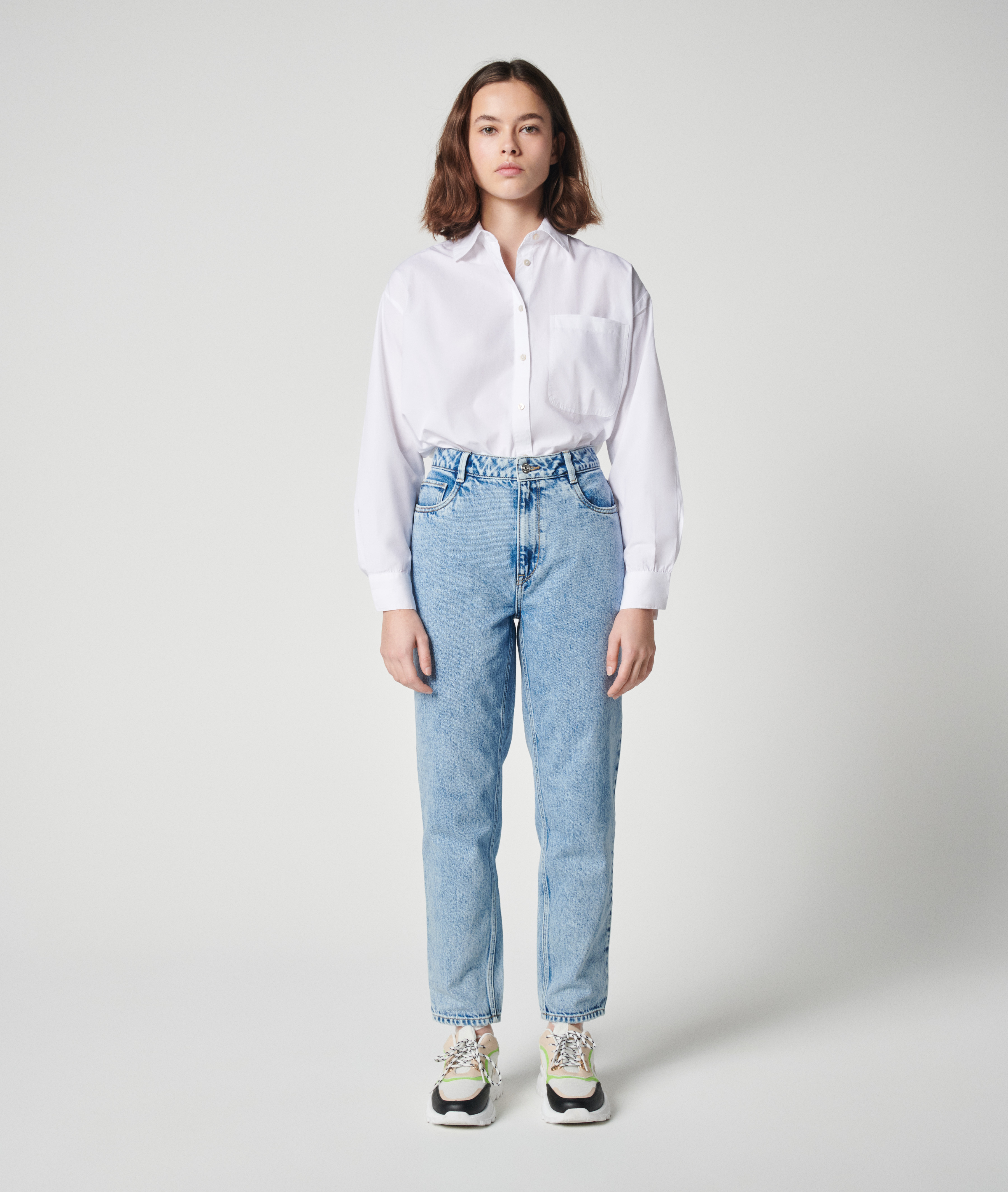 Jean mom taille haute bleu délavé - Pimkie