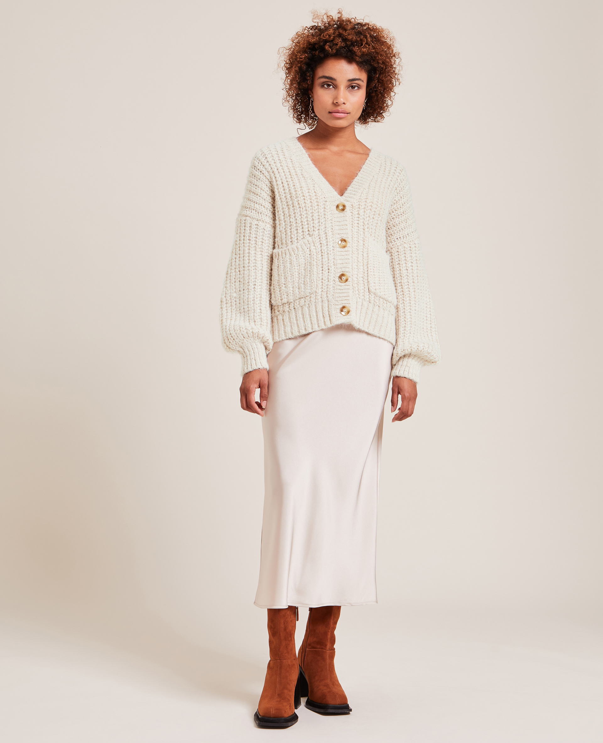 Gilet en grosse maille écru - Pimkie