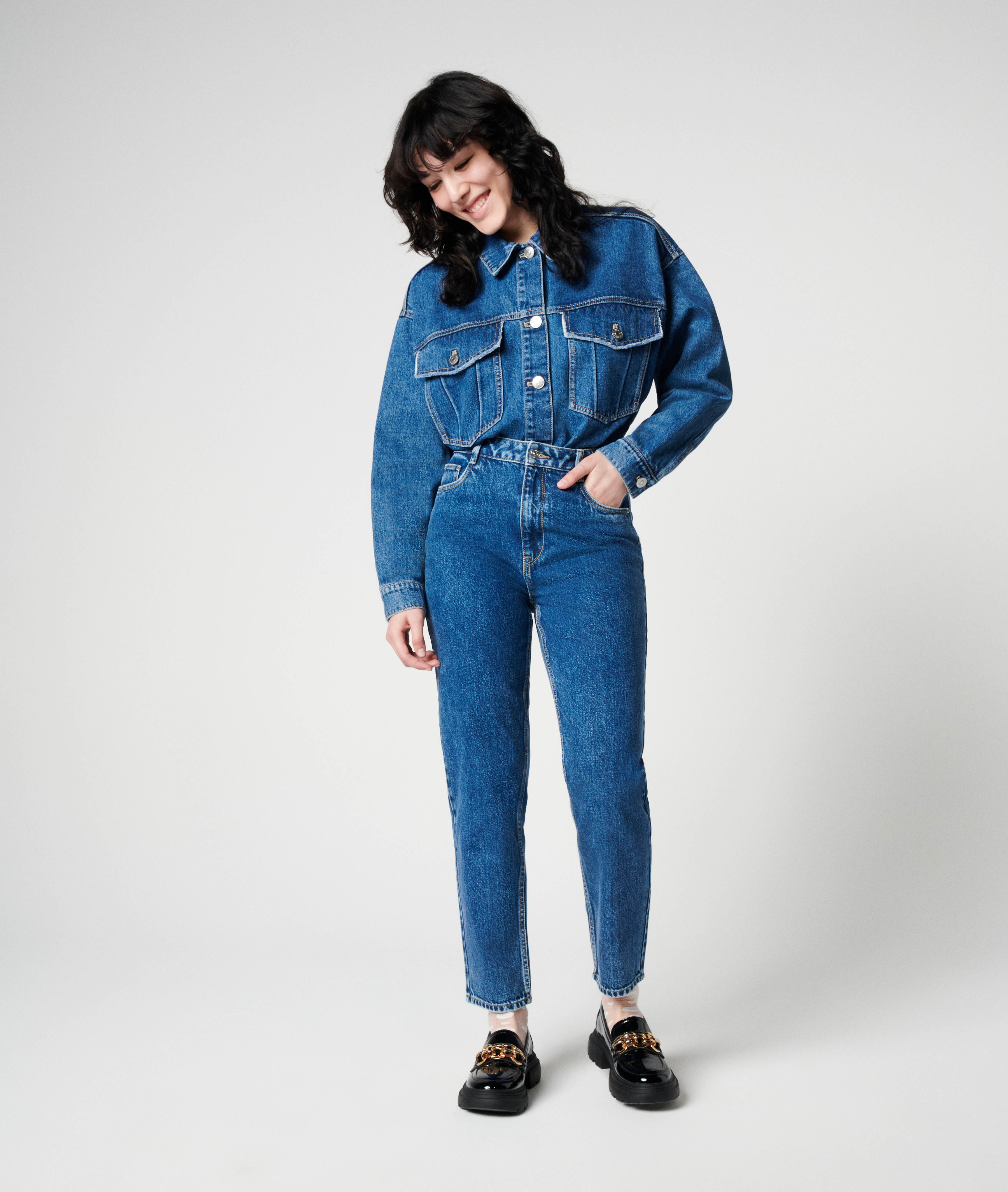 Jean mom taille haute bleu denim - Pimkie