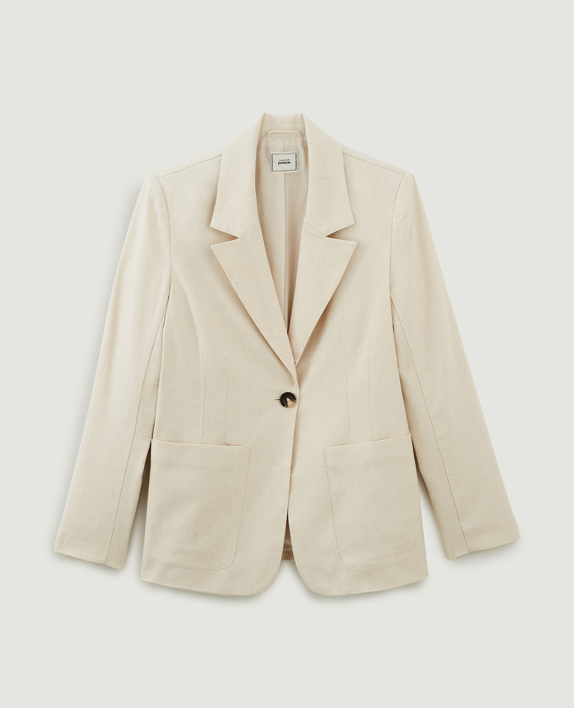 Veste blazer en toile avec lin écru - Pimkie