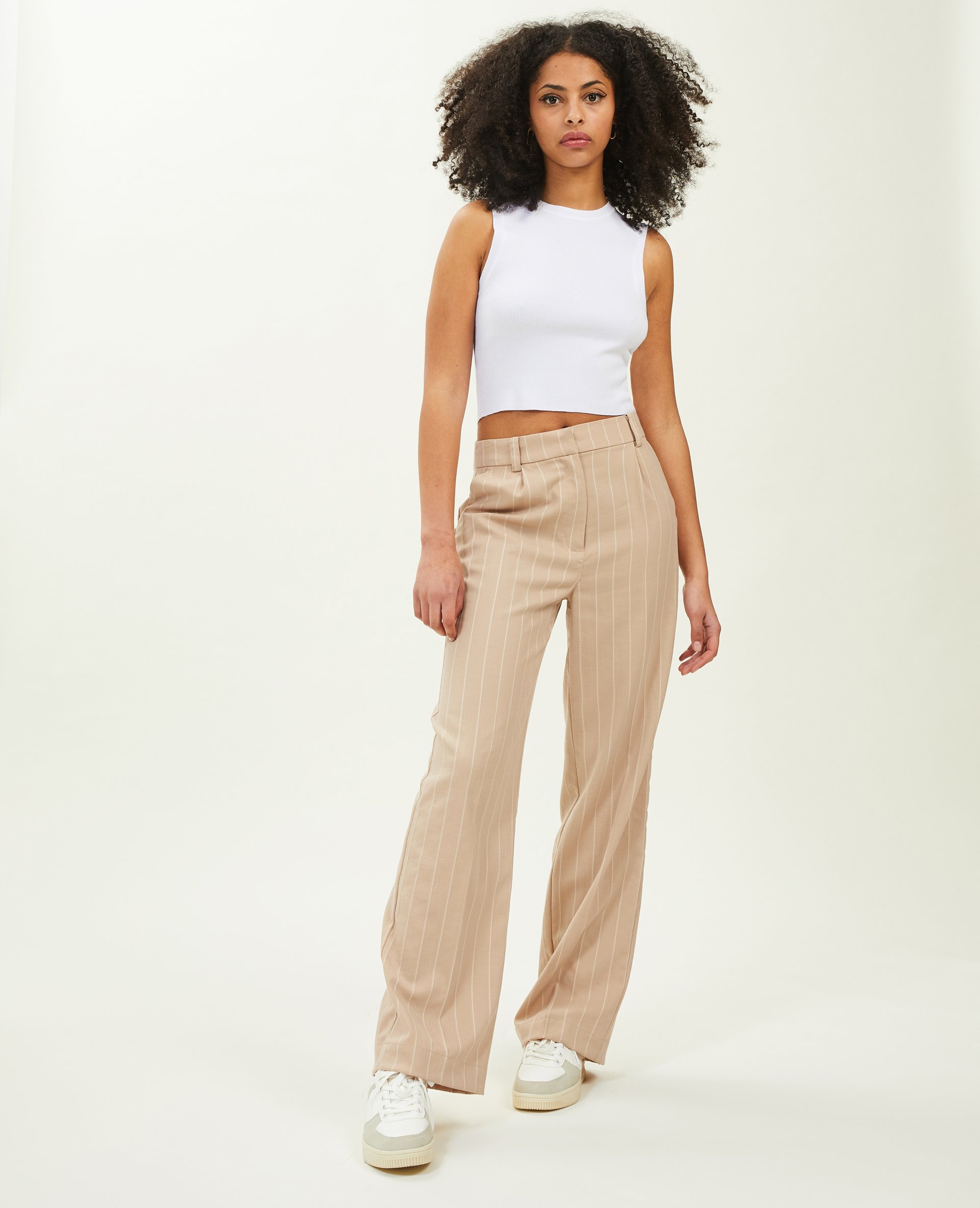 Pantalon droit et large effet lin