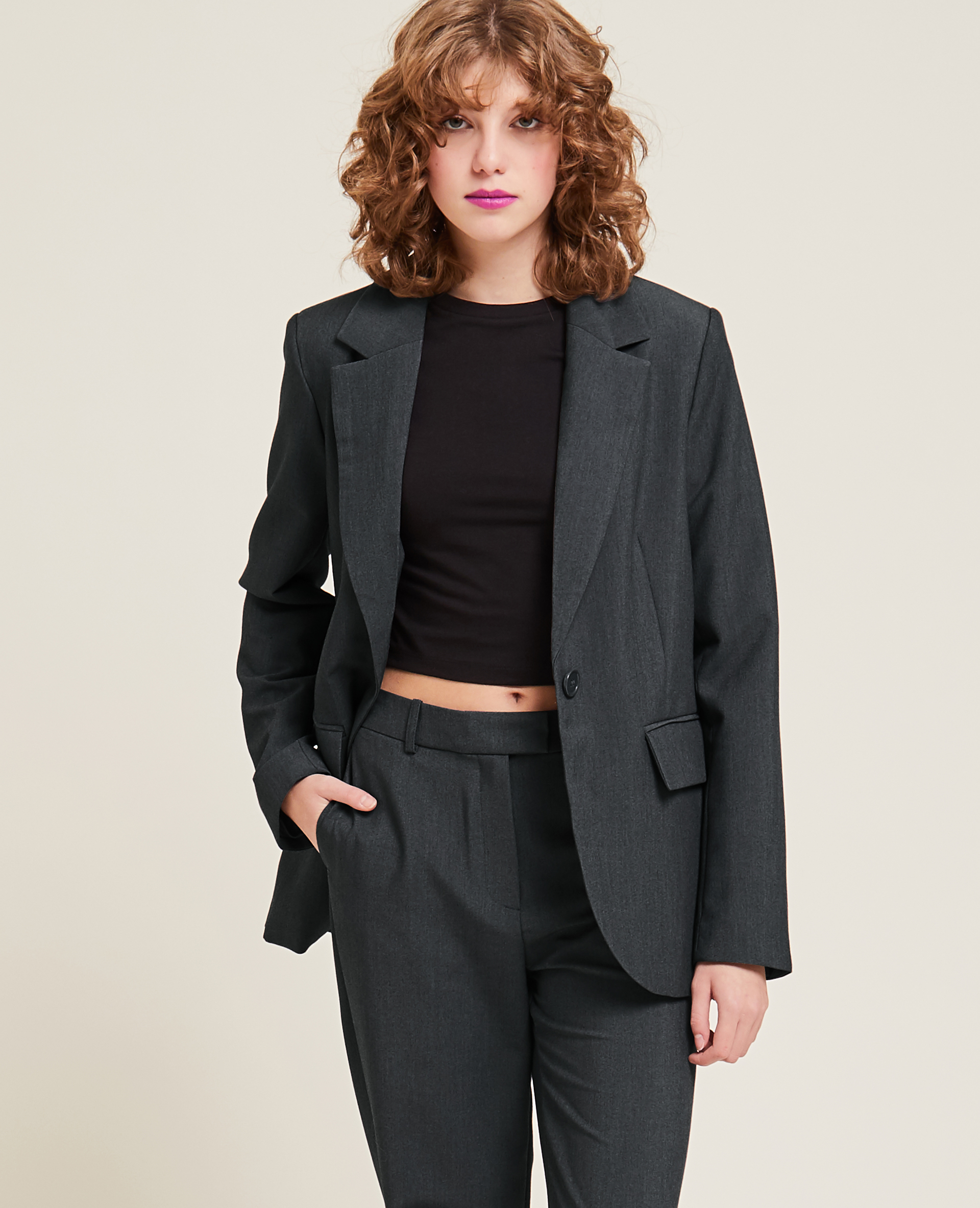 Veste blazer cintrée gris chiné - Pimkie