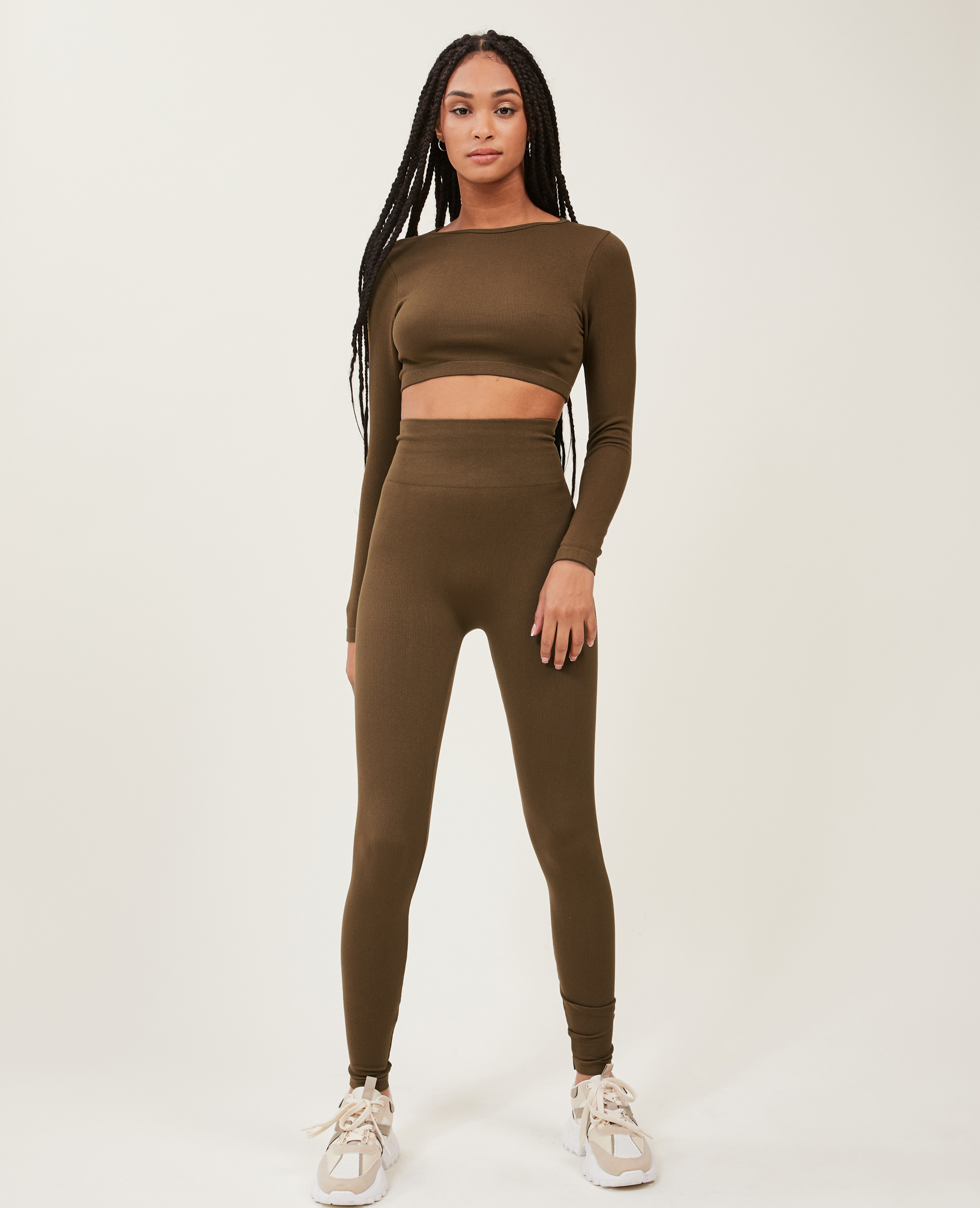 Legging en maille côtelée sans couture vieux rose - Pimkie