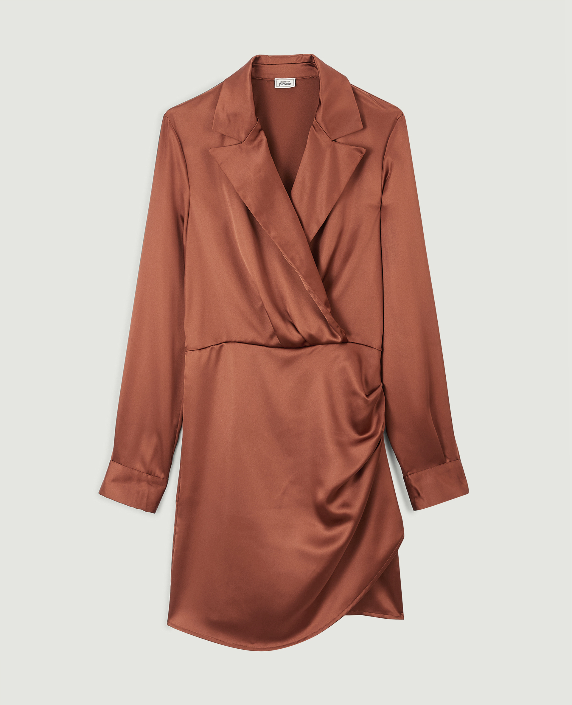 Robe courte cache-cœur en satin orange - Pimkie
