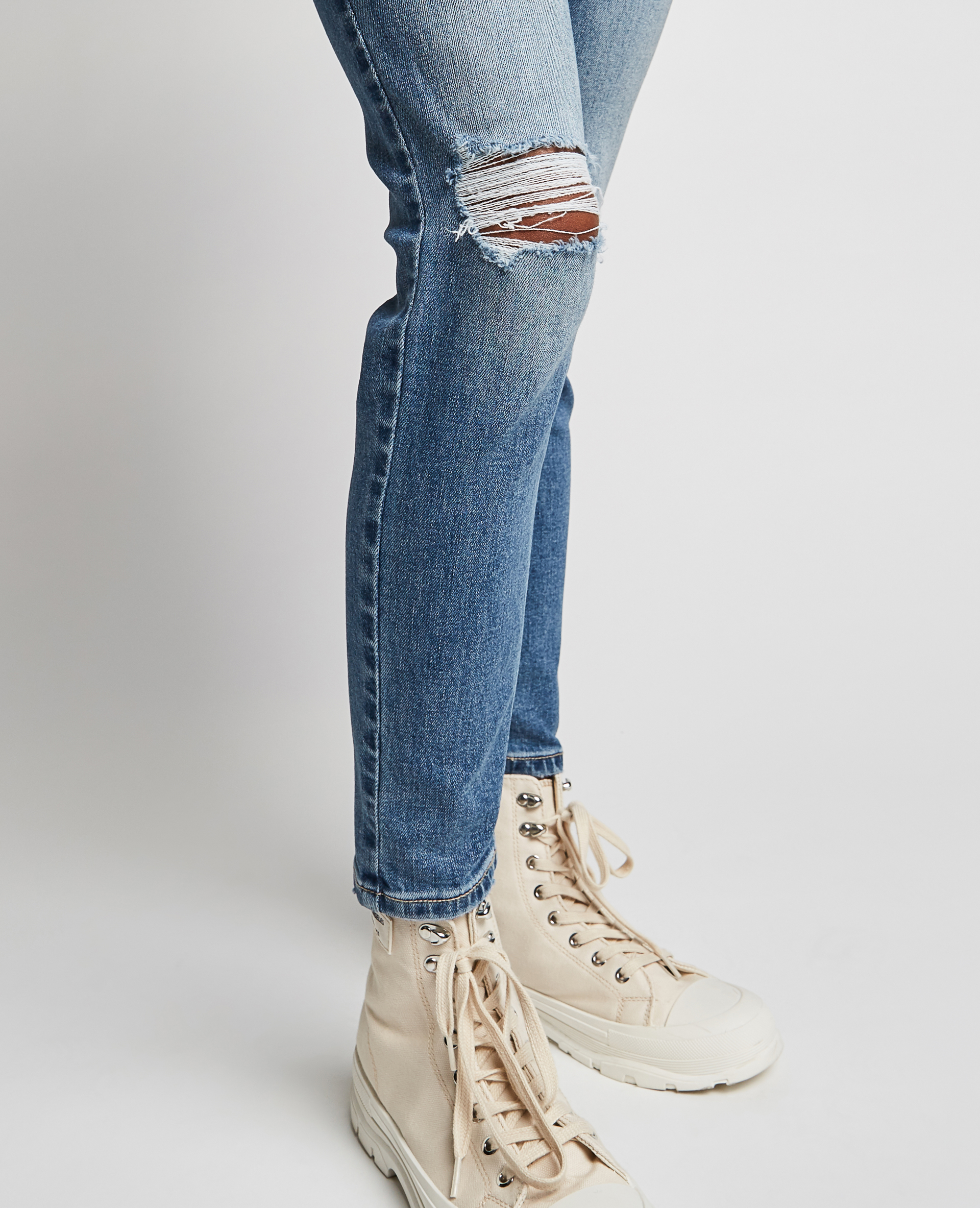 Jean skinny taille basse trashé bleu - Pimkie