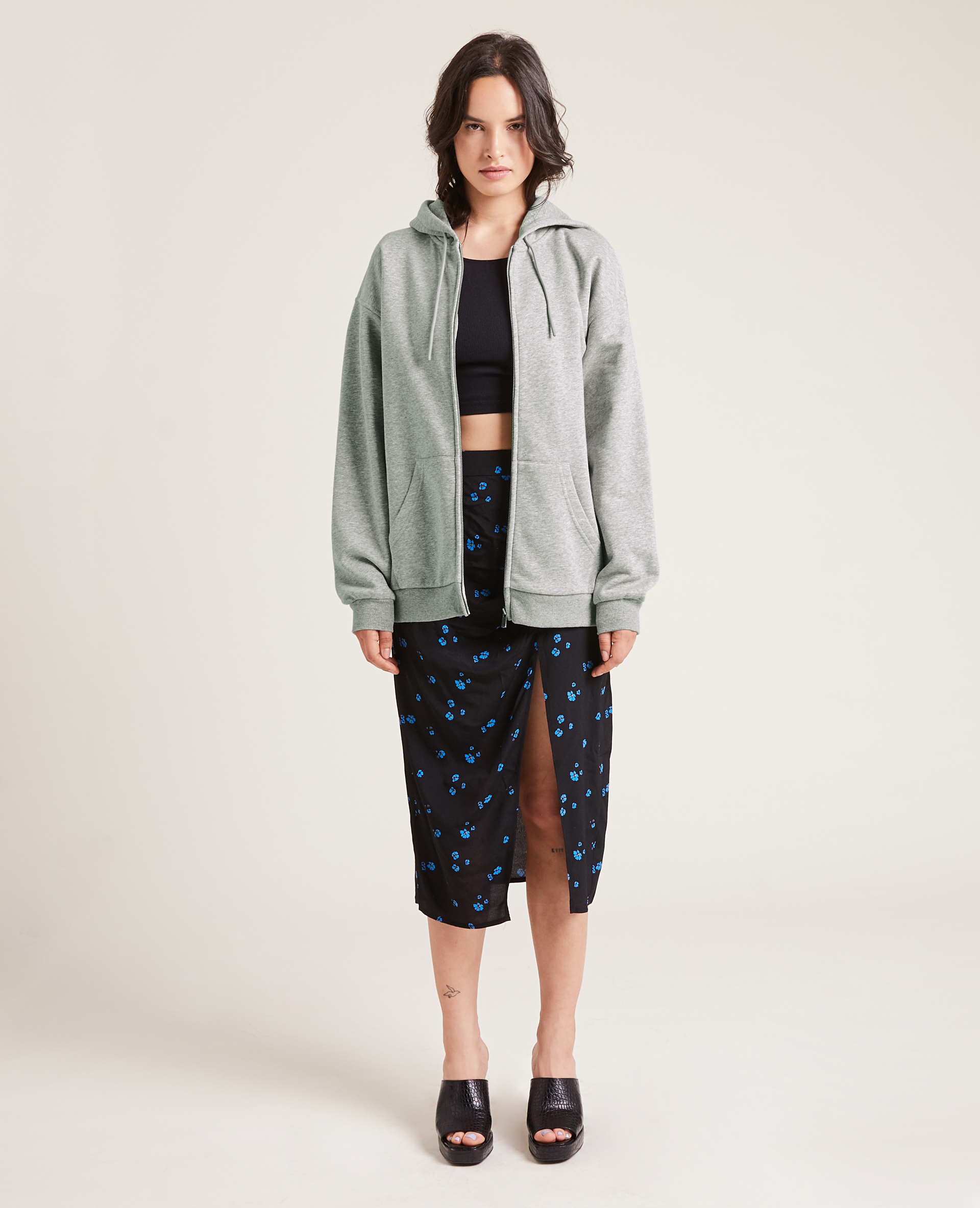 Sweat zippé avec capuche gris chiné - Pimkie