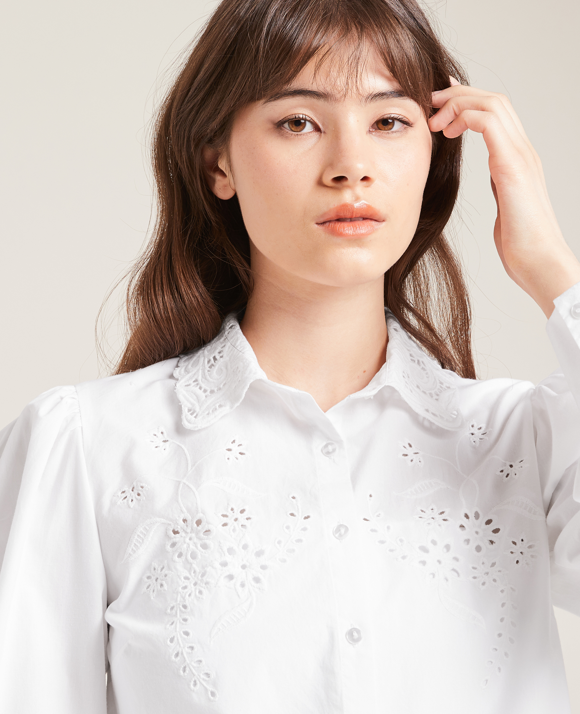 Chemise détails guipure blanc - Pimkie