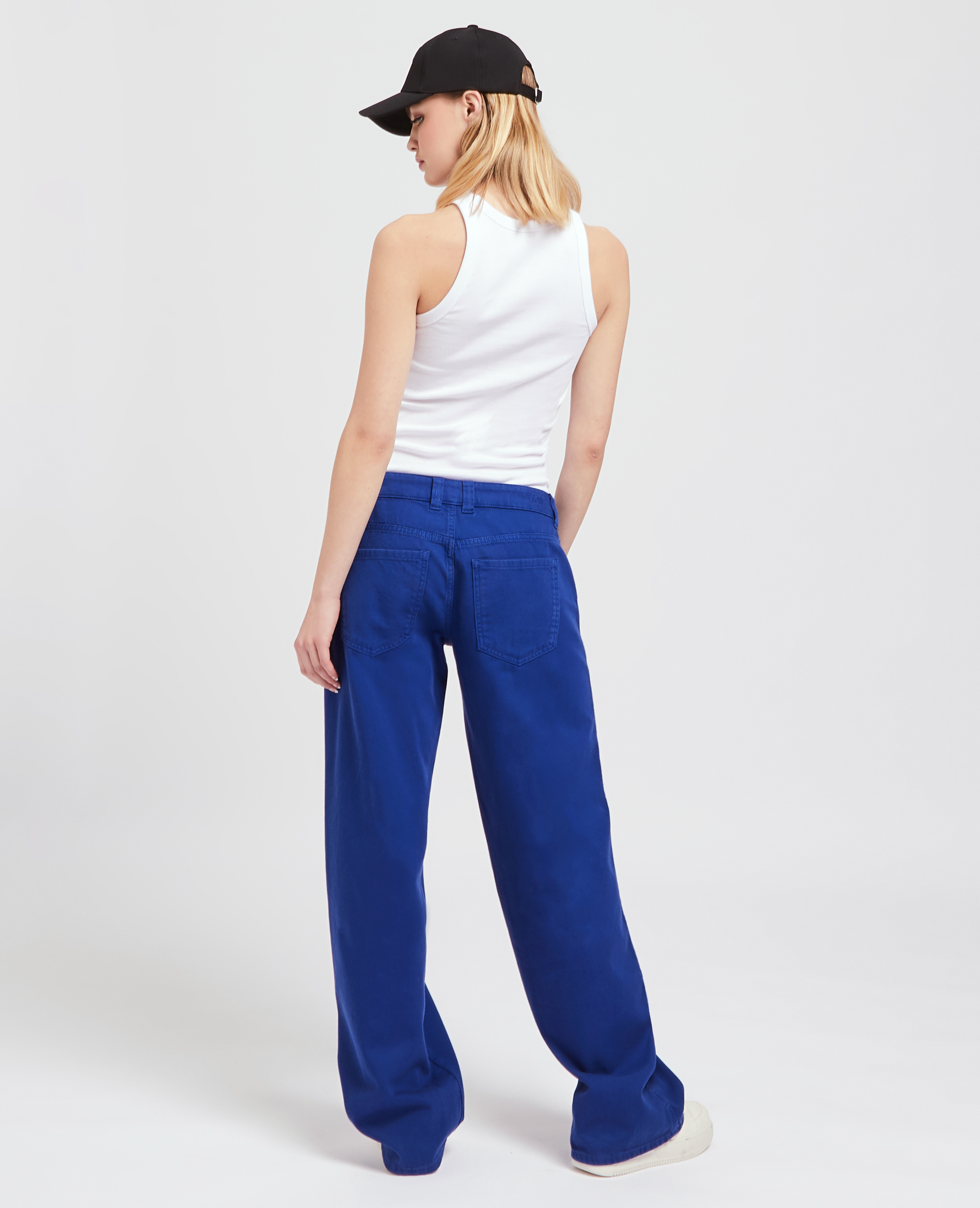 Jean large uni bleu électrique - Pimkie
